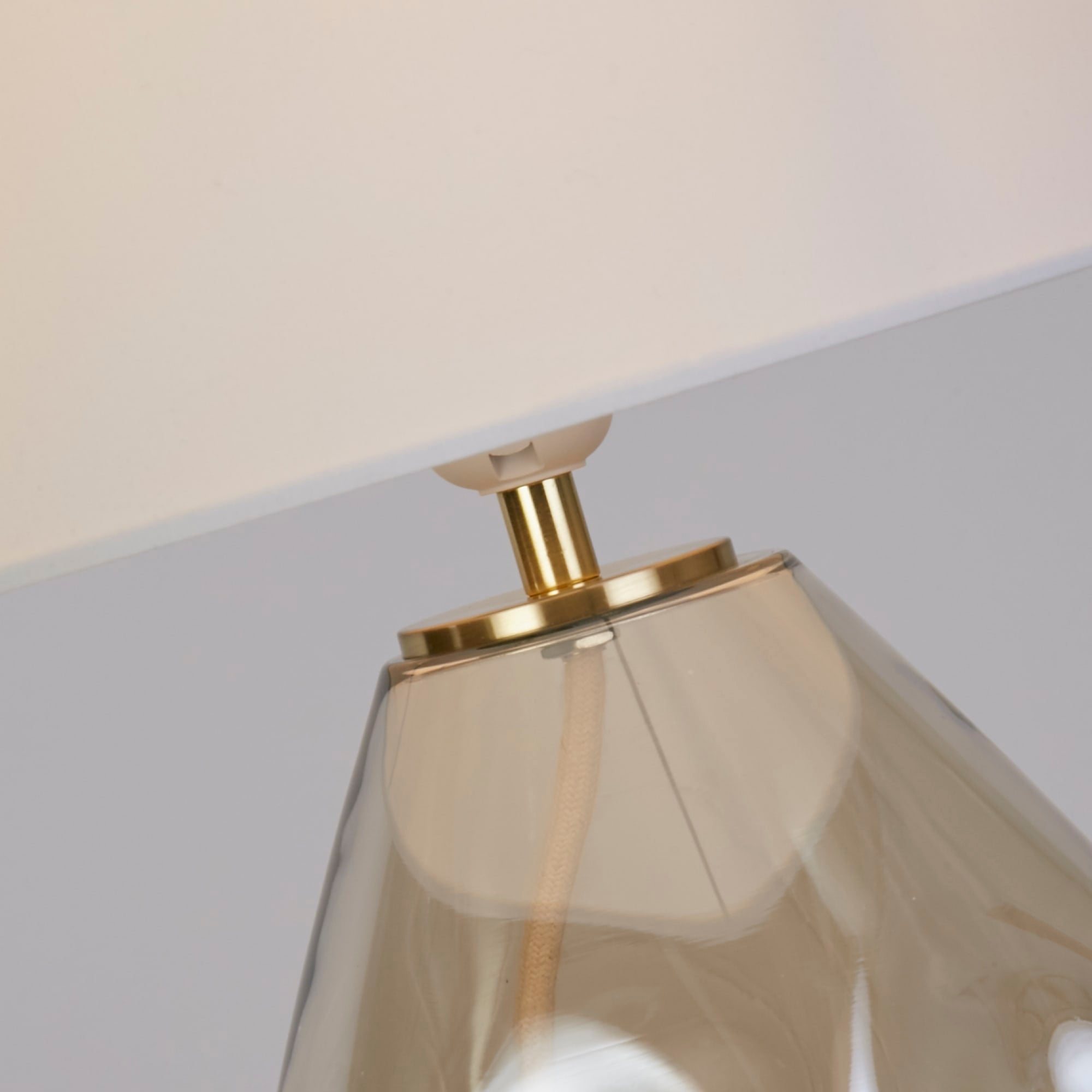 Devon 1Lt Table Lamp, Champagne Punched Glass with Off White