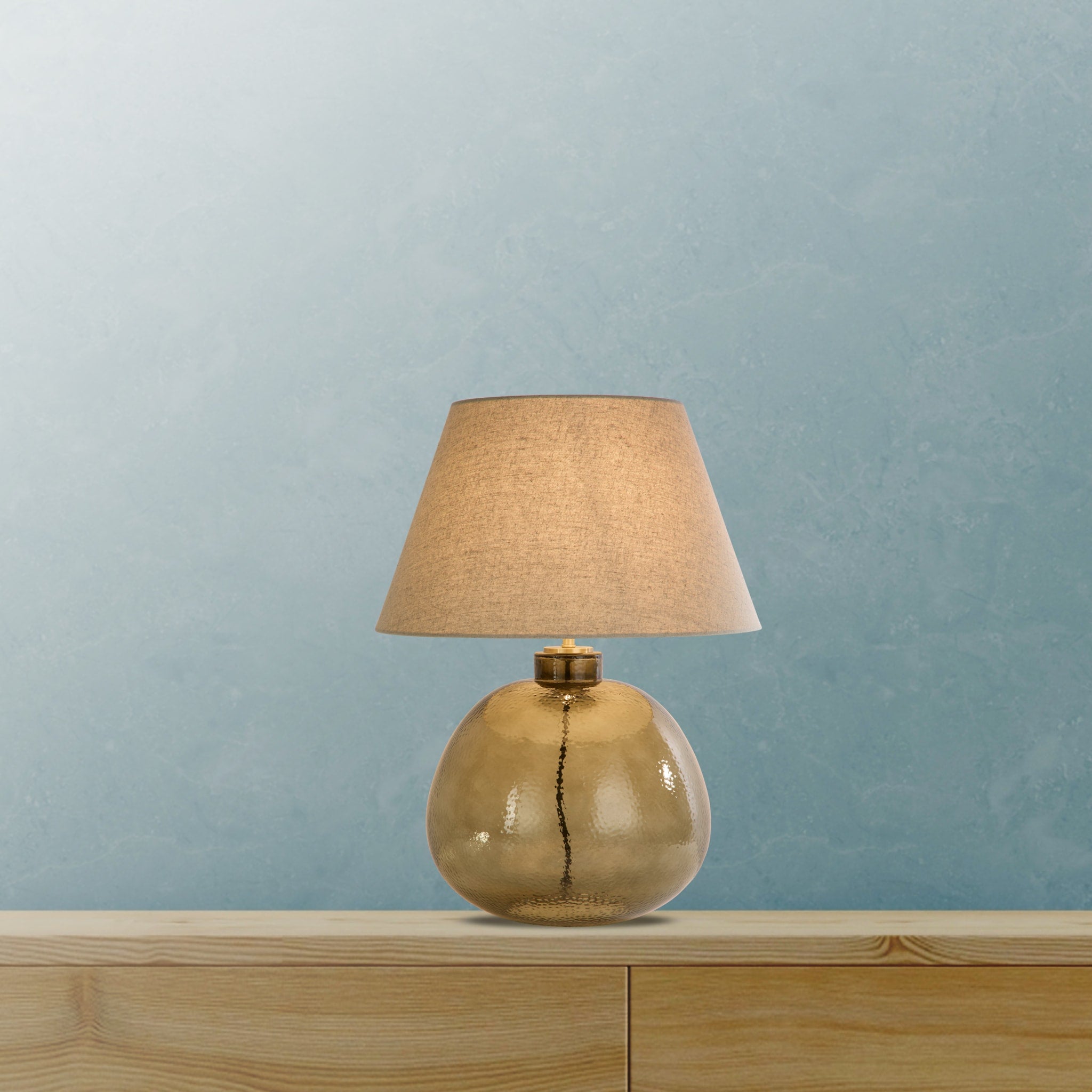 Devon 1Lt Table Lamp, Champagne Punched Glass with Off White