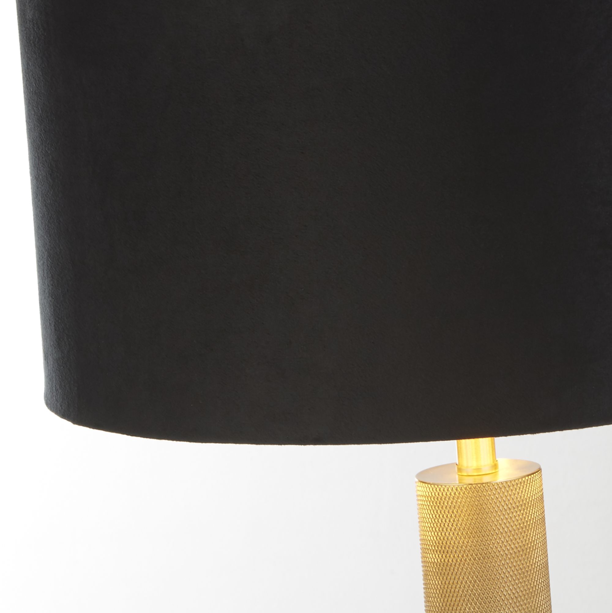 London Table Lamp - Knurled Brass & Velvet Shade Black Velvet