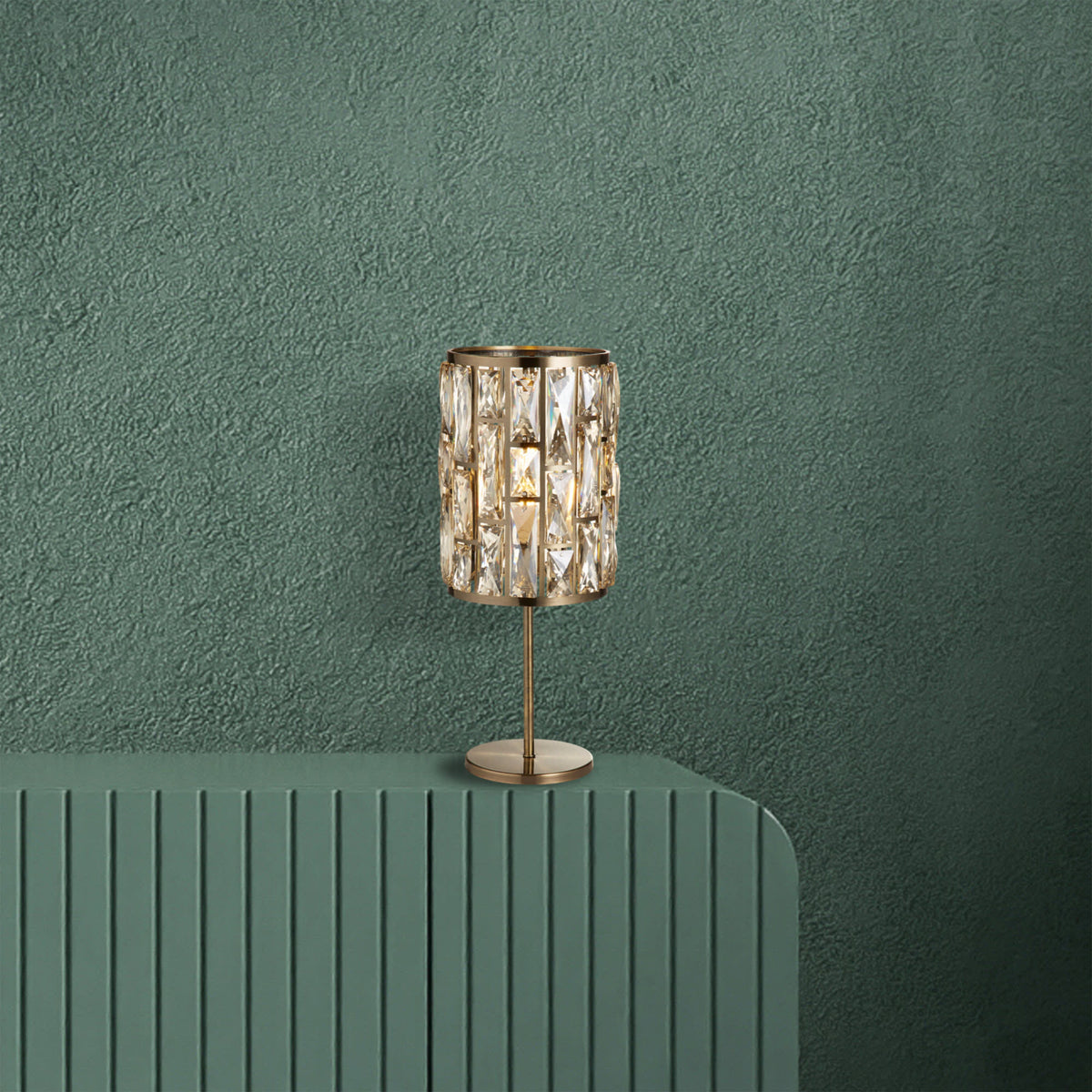 Bijou Table Lamp - Antique Brass Metal & Champagne Glass