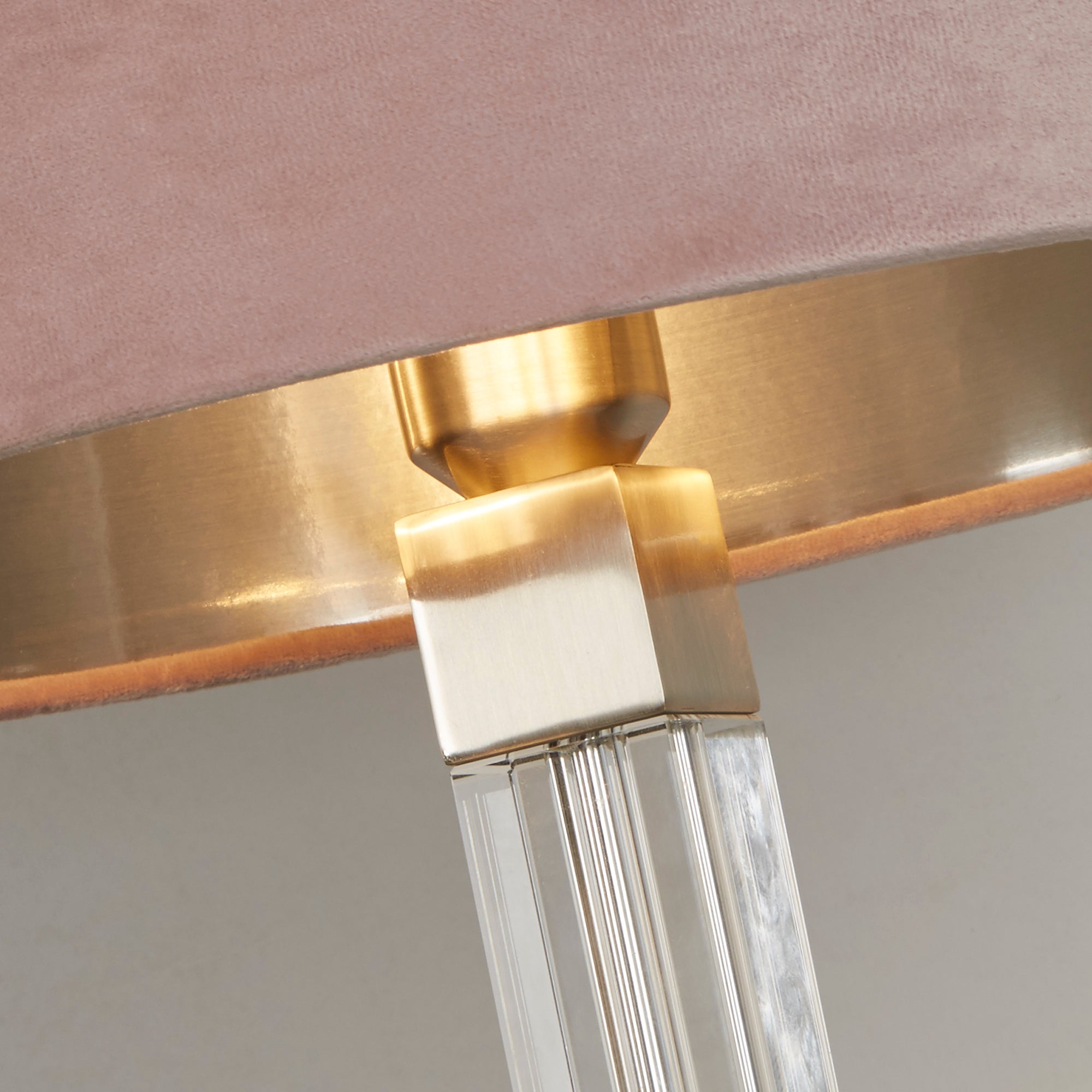 Scarborough Table Lamp - Crystal & Velvet Satin Nickel and Pink Velvet