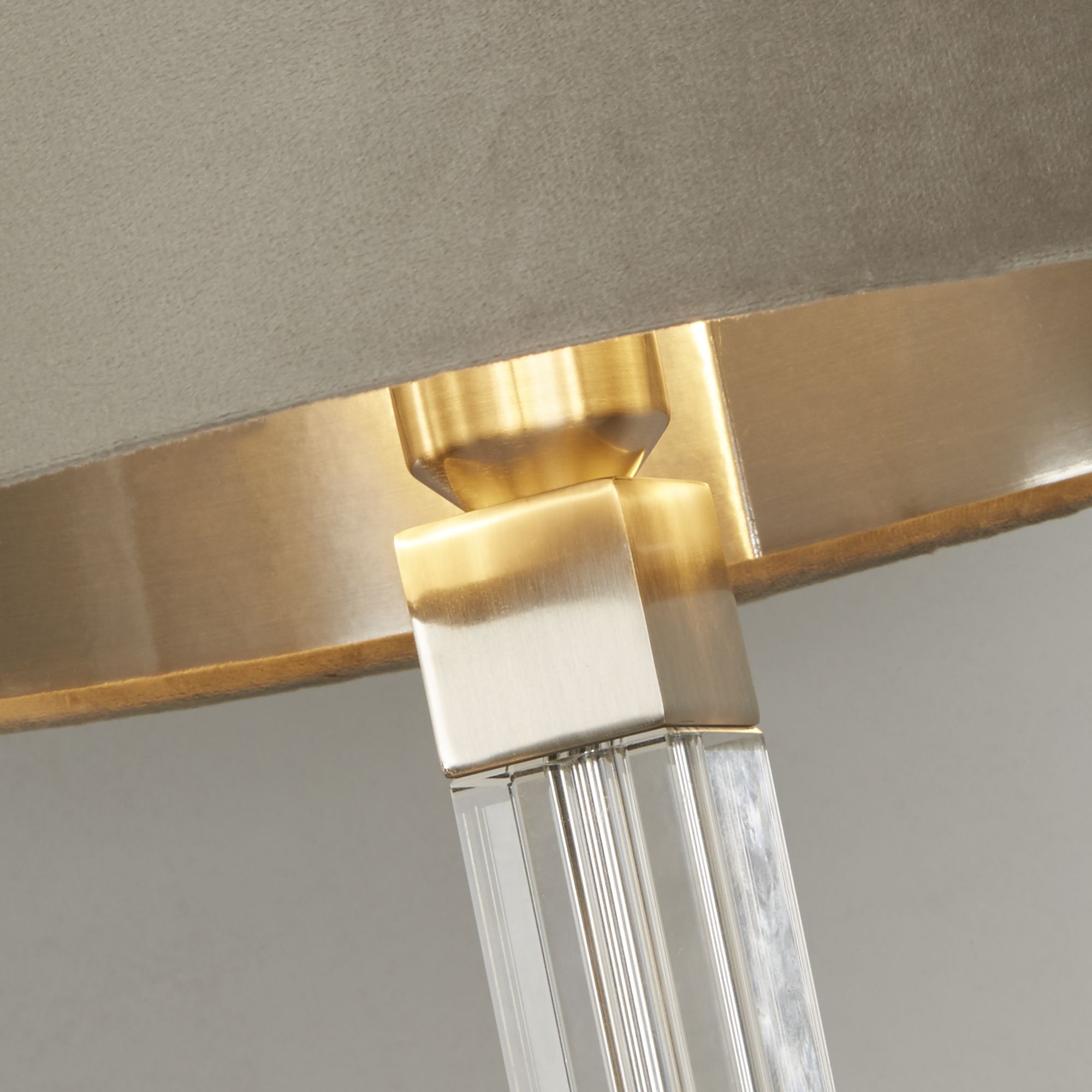 Scarborough Table Lamp - Crystal & Velvet Satin Nickel and Taupe Velvet