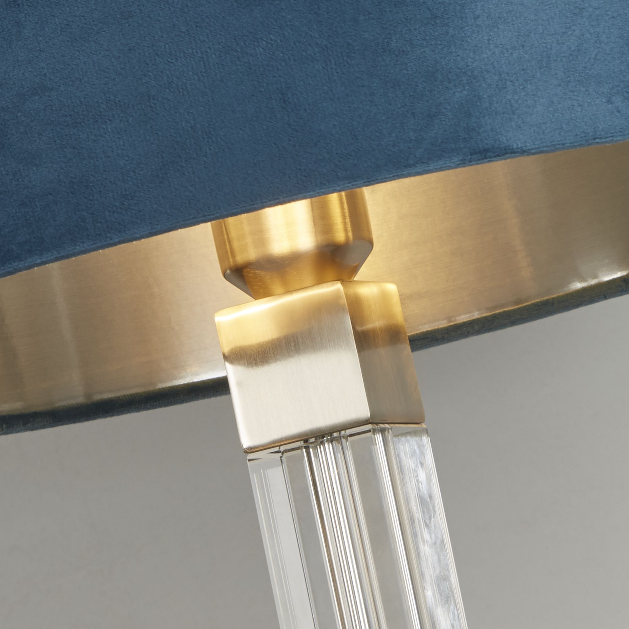 Scarborough Table Lamp - Crystal & Velvet Satin Nickel and Teal Velvet