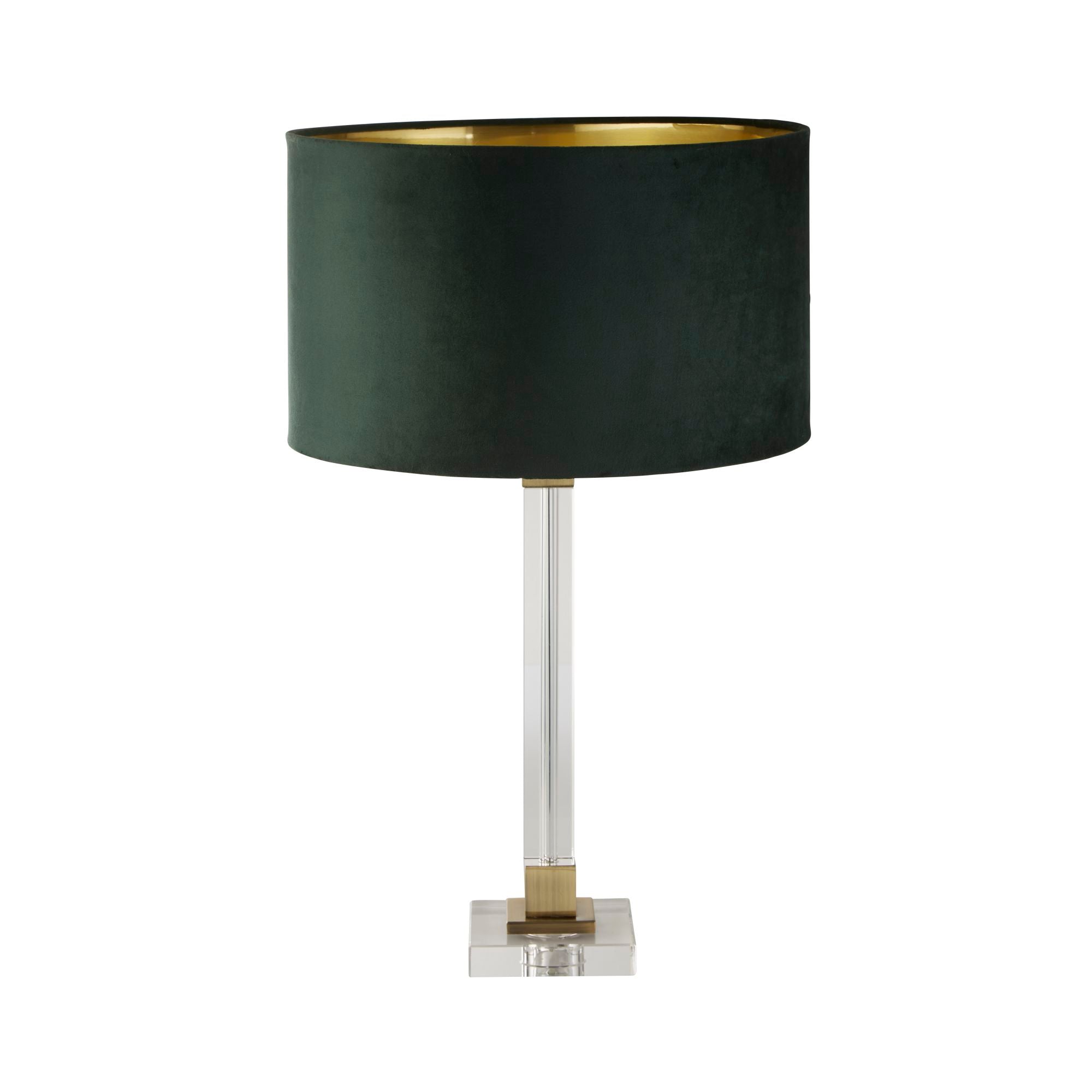 Scarborough Table Lamp - Crystal & Velvet Brass and Green Velvet
