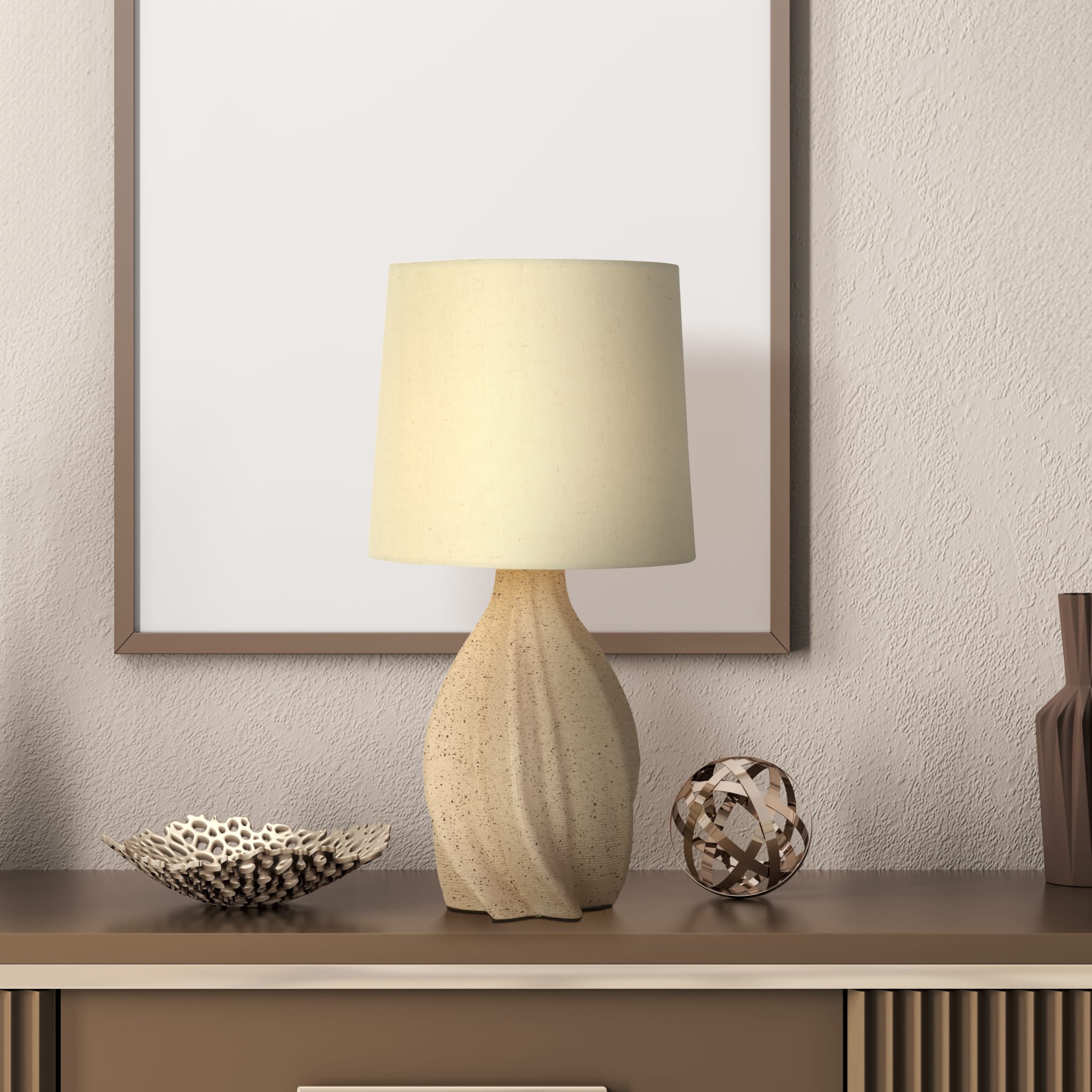 Twist 1Lt Table Lamp, Ceramic with Linen Shade