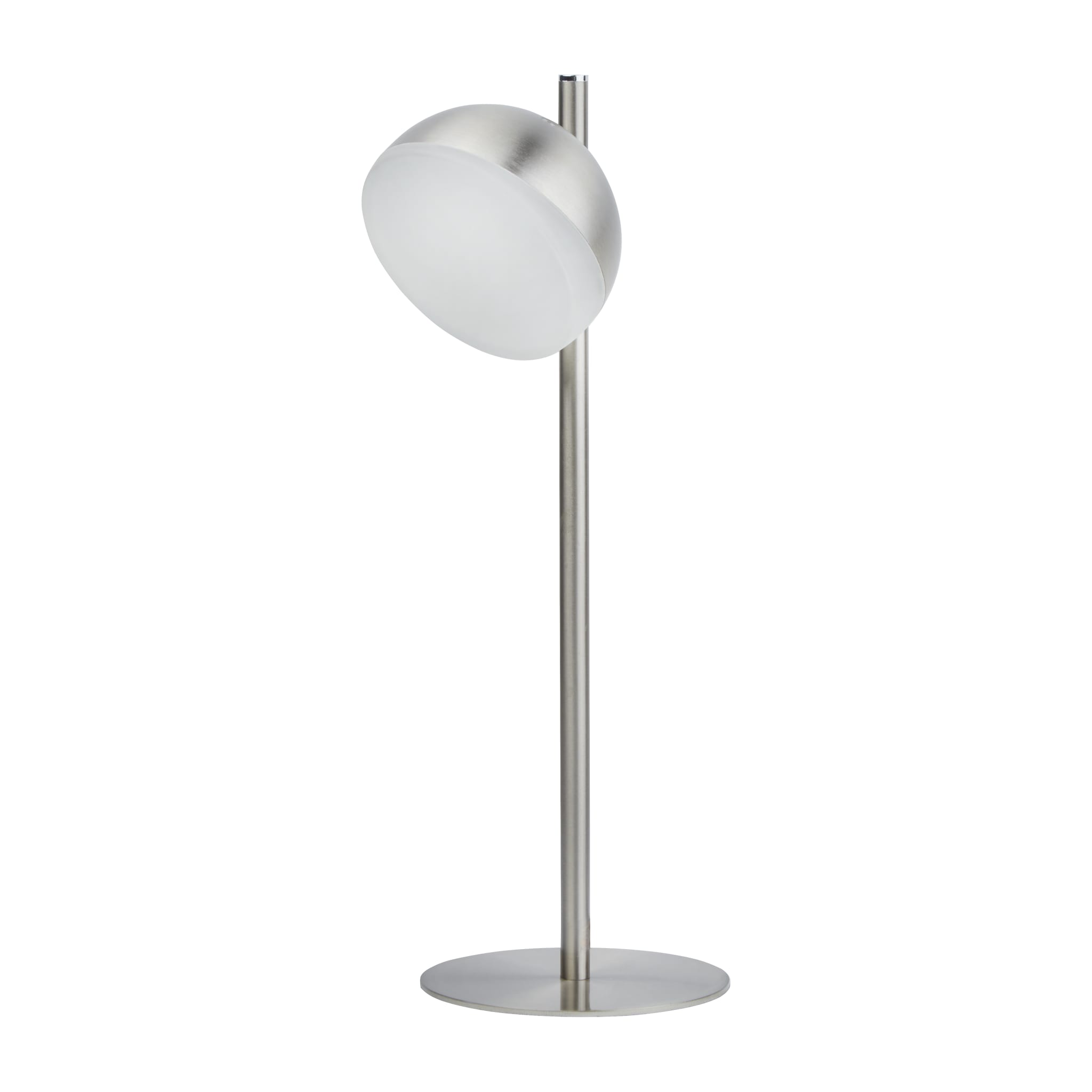 Tully Table Lamp - Satin Silver Metal & Frosted Shade