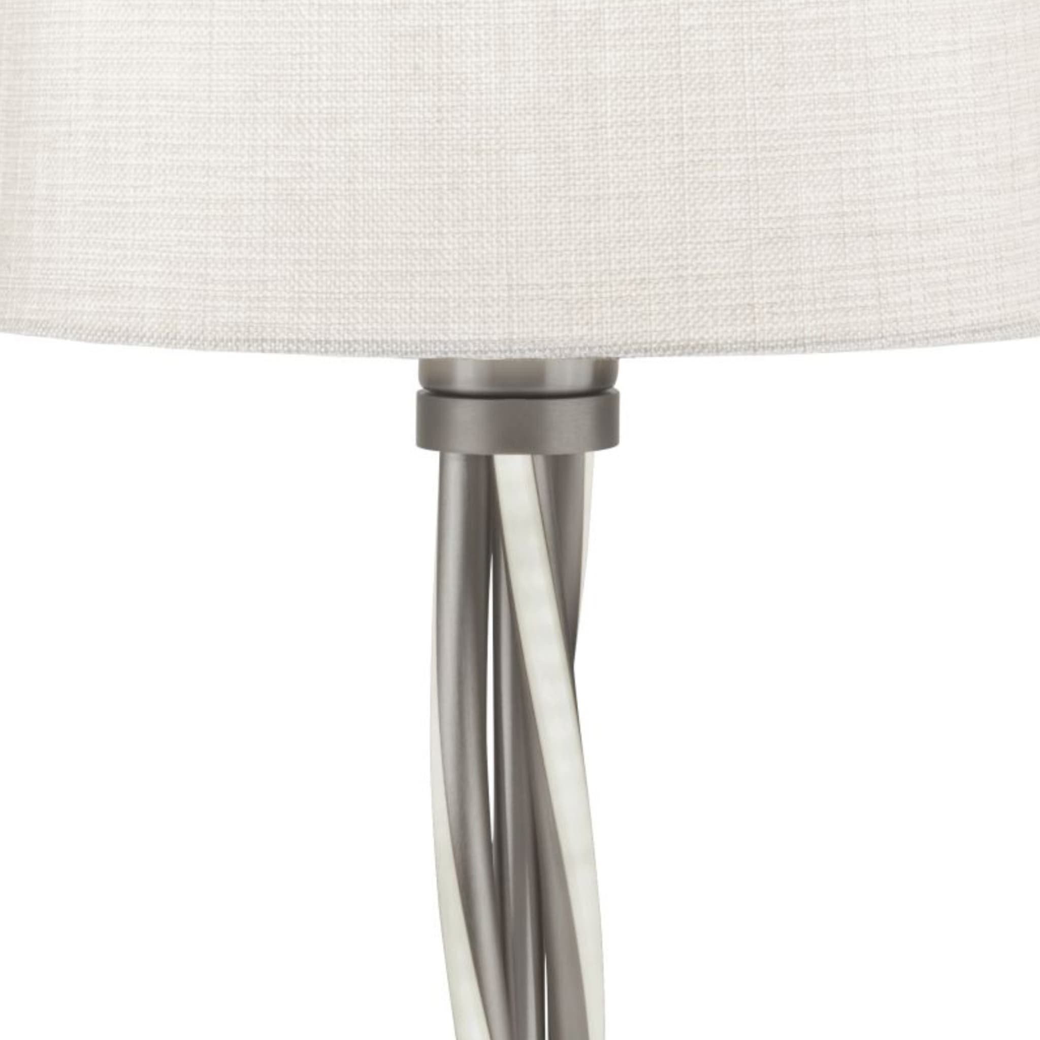 Vegas Table Lamp  - Satin Silver Metal & Ivory Hessian Shade