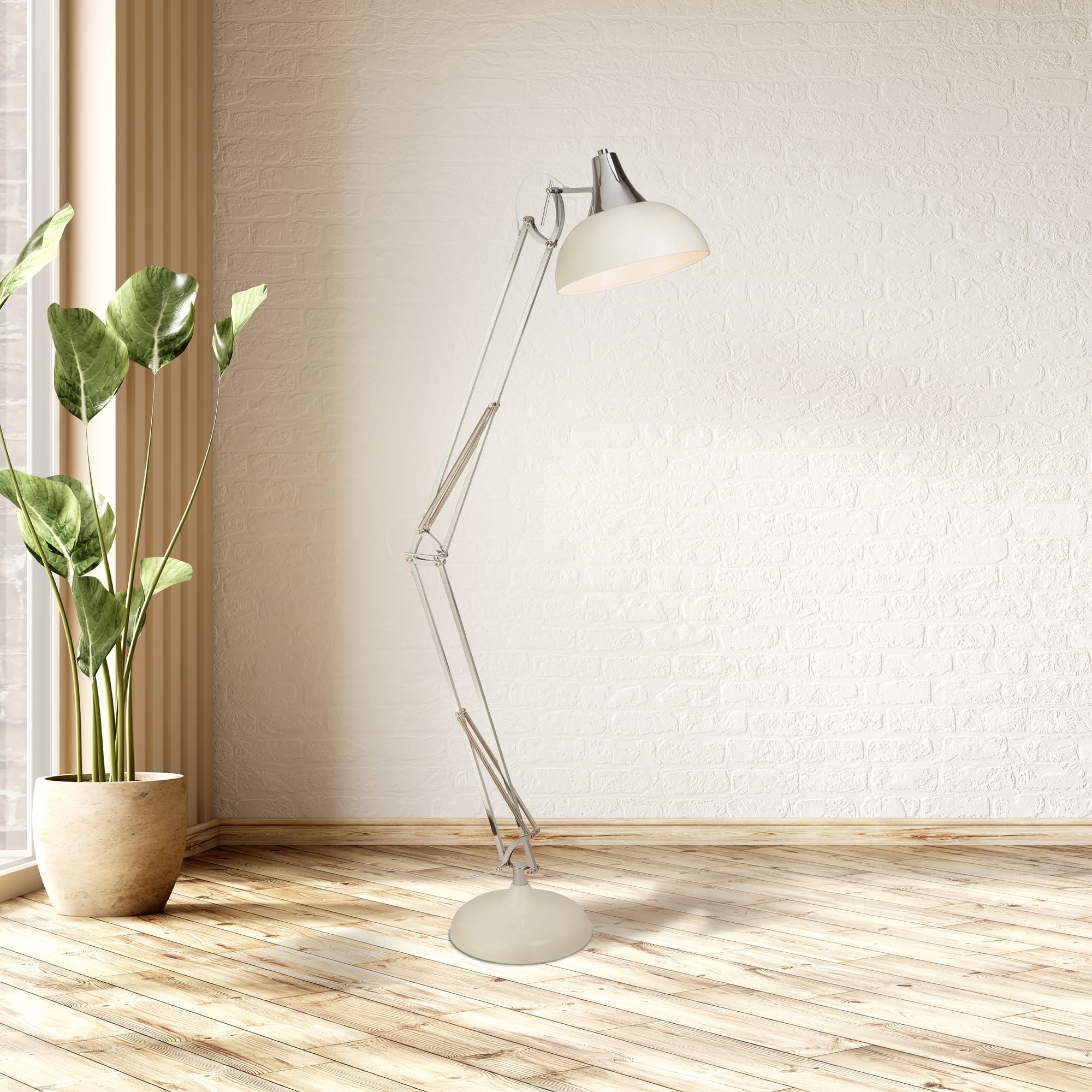 Goliath Task Lamp - Chrome & Cream Metal