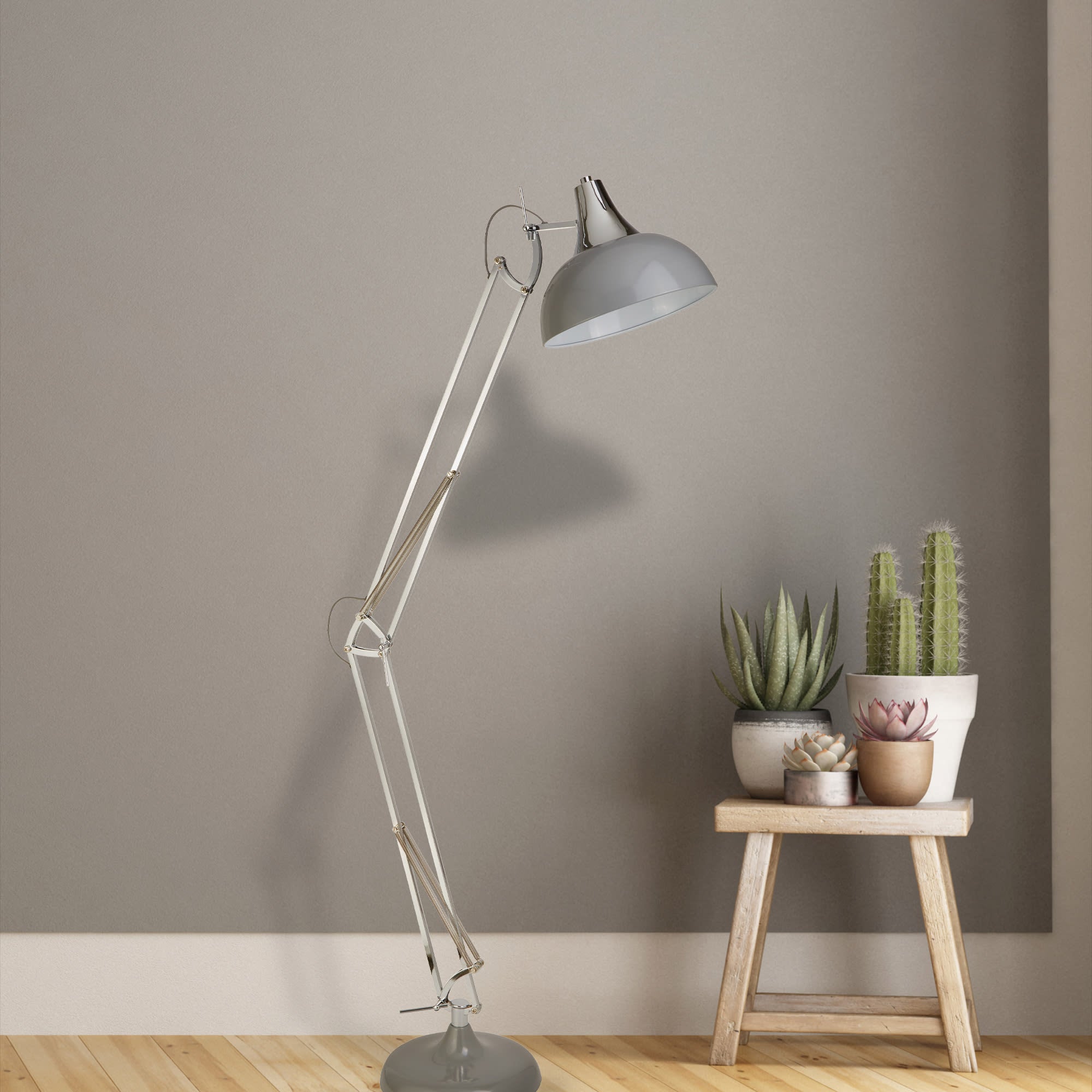 Goliath Task Lamp - Chrome & Grey Metal