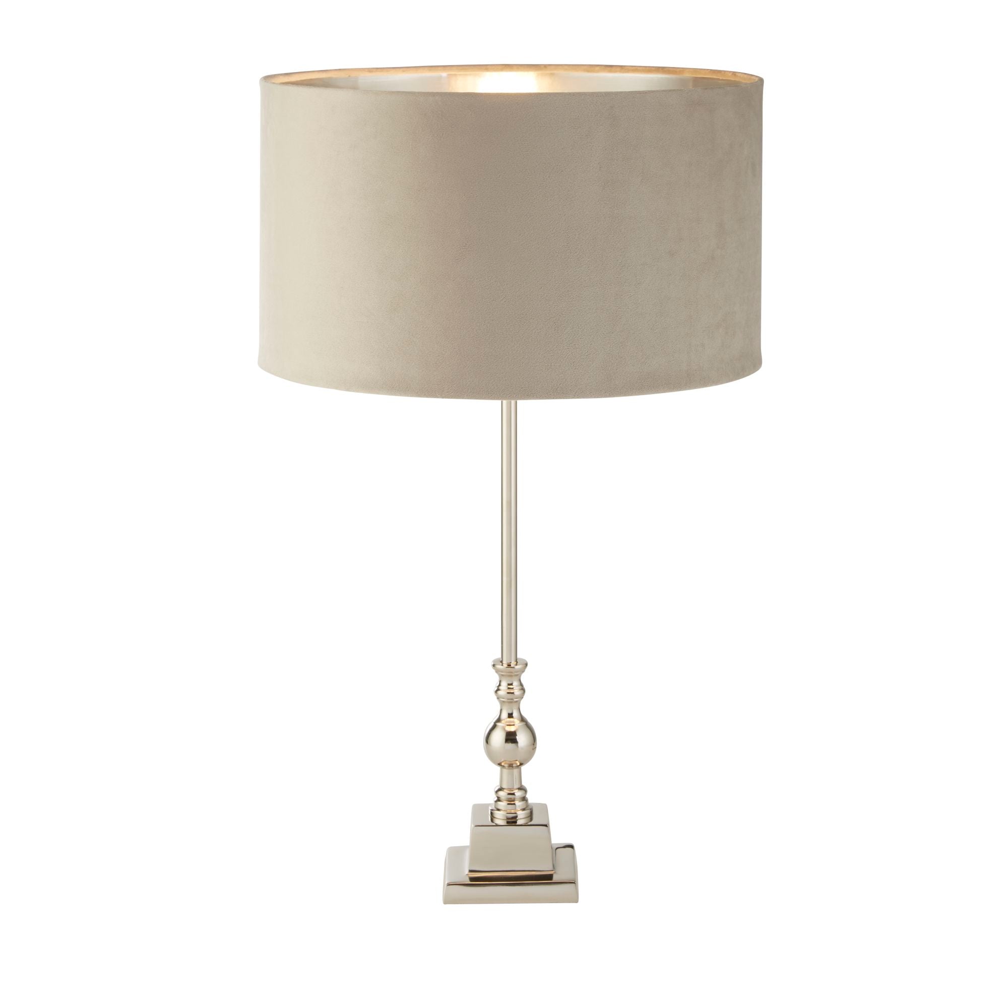 Whitby Table Lamp - Metal & Velvet Taupe