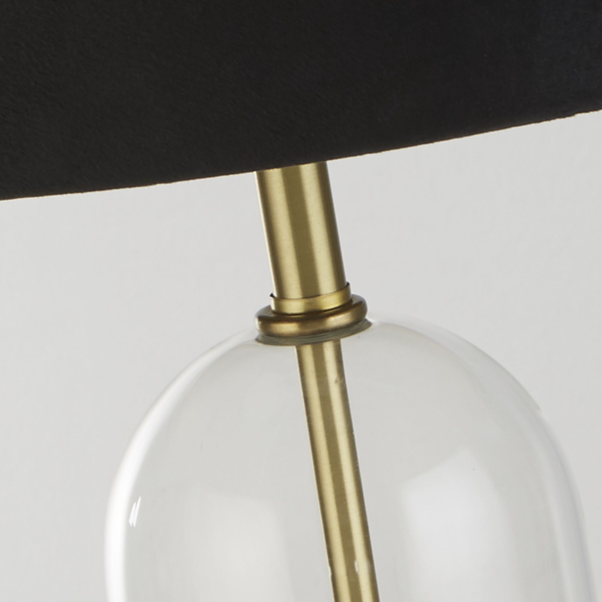 Oxford Table Lamp -Glass, Metal & Velvet Shade Brass Metal + Black