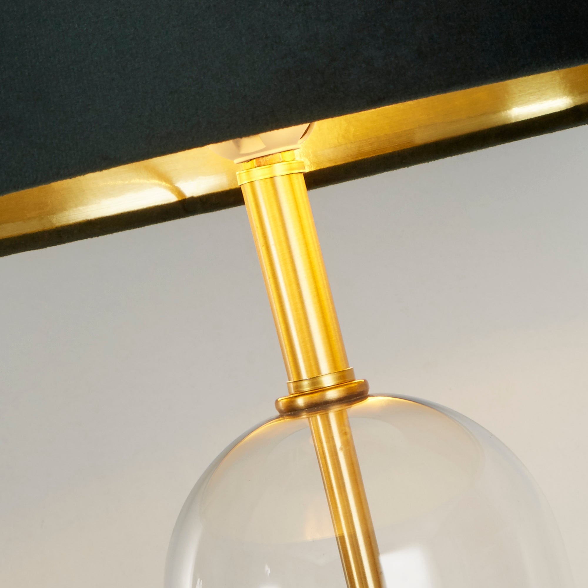 Oxford Table Lamp -Glass, Metal & Velvet Shade Brass Metal + Green
