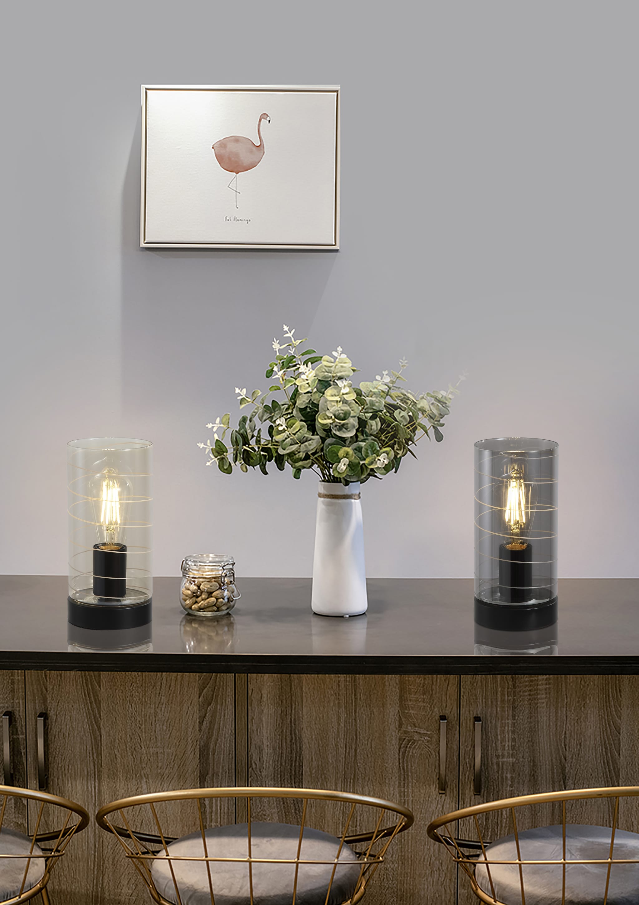 Broughton 1Lt Table Lamp, Smoked Glass