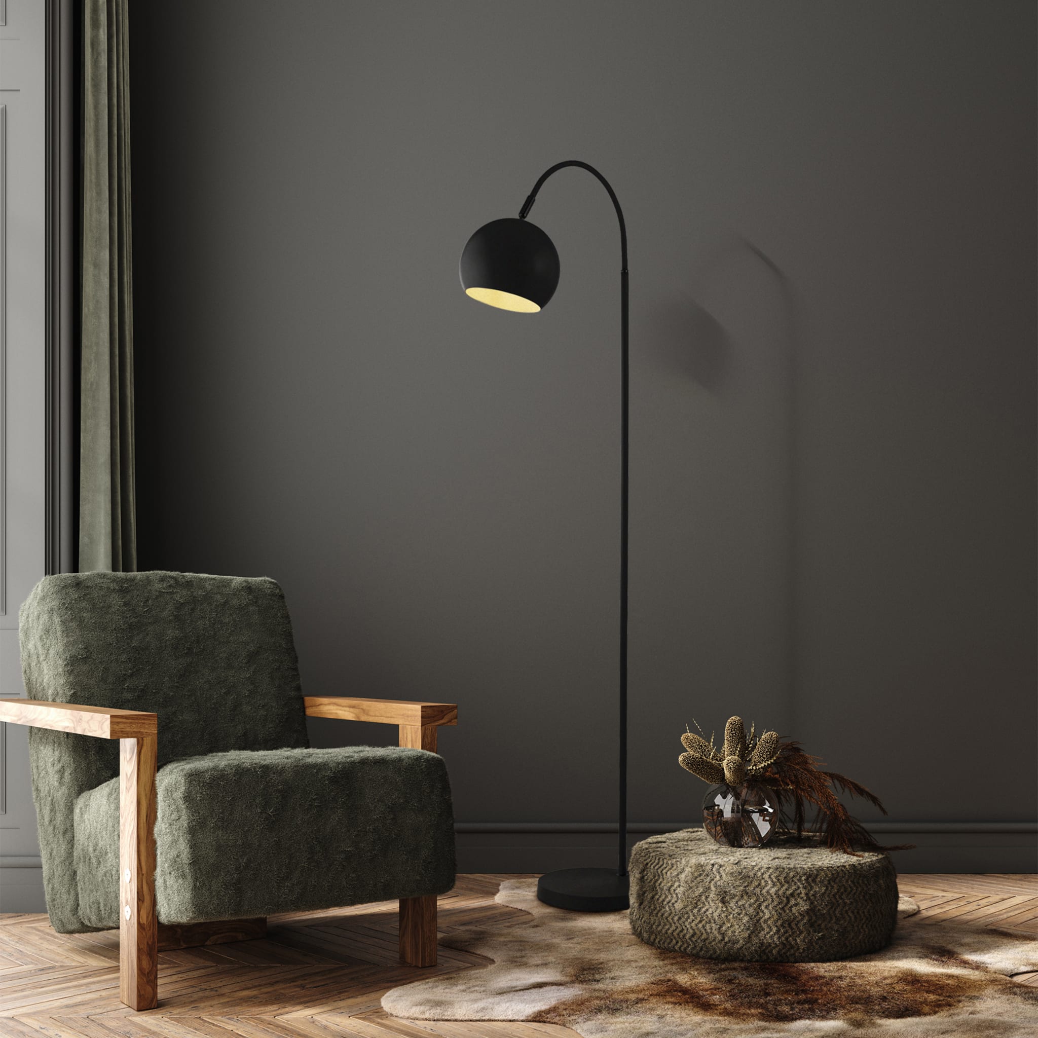Calumn Floor Lamp - Matt Black Metal