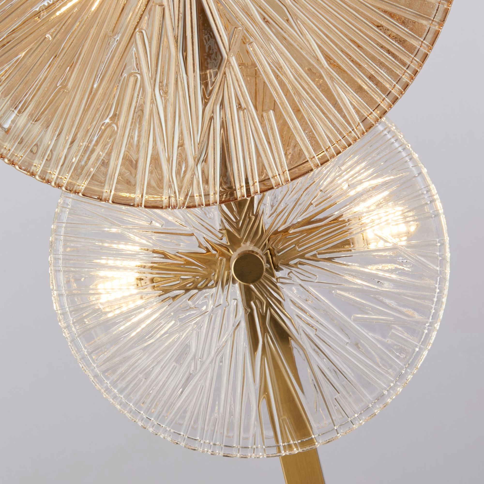 Wagon Wheel Floor Lamp- Bronze Metal, Clear, Amber Glass