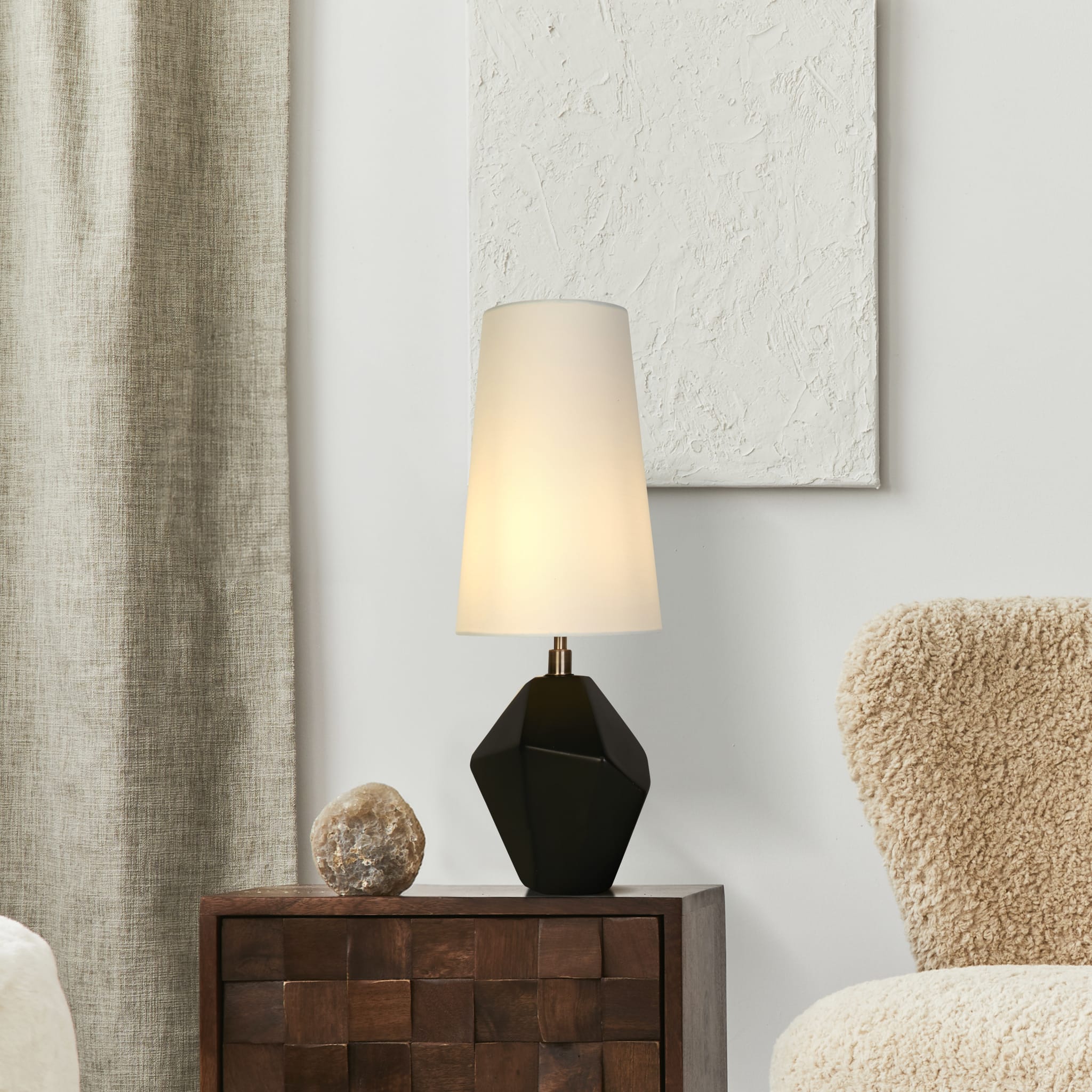 Apex 1Lt Table Lamp, Antique Brass Metal Black Resin, White