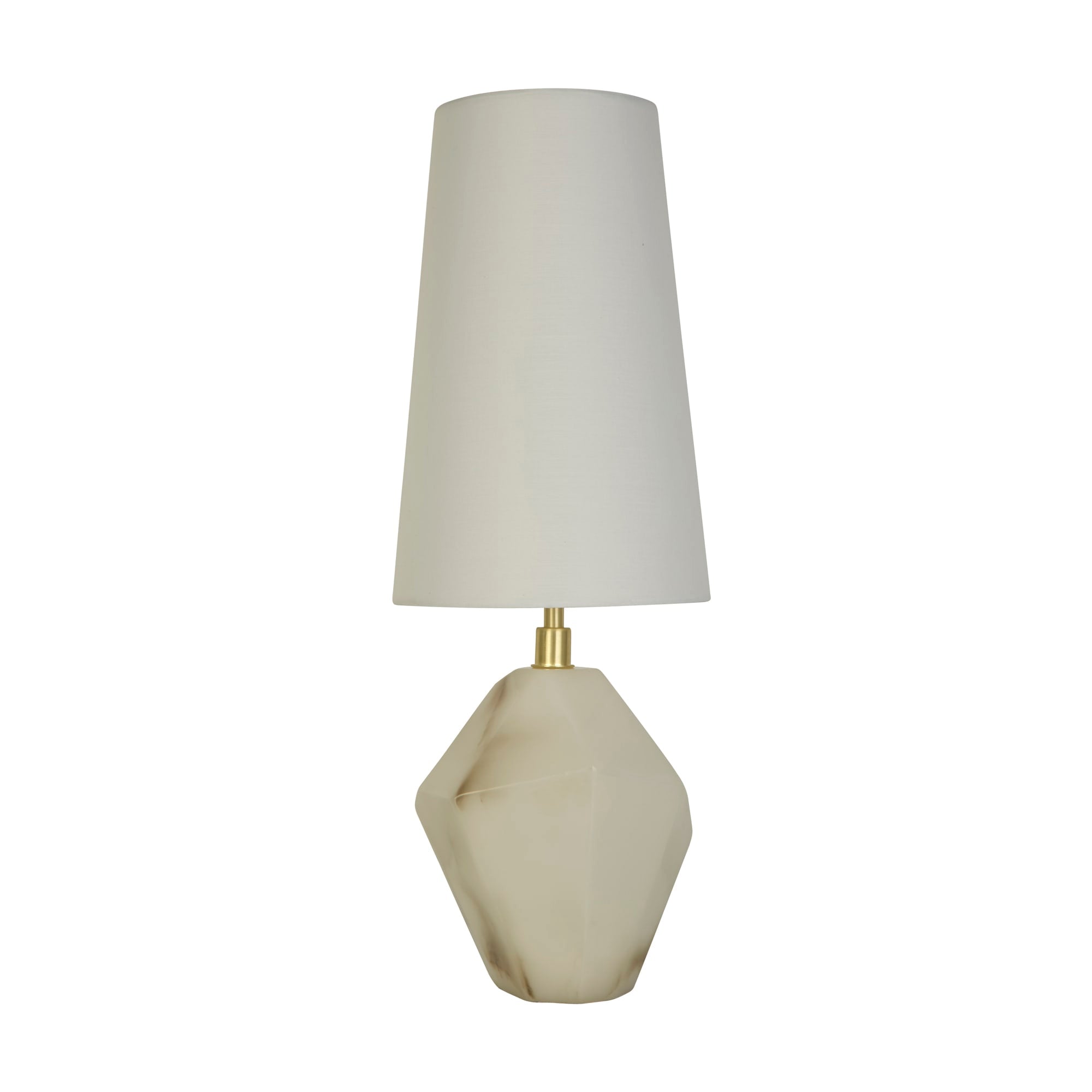 Apex 1Lt Table Lamp, Satin Brass Metal White Resin, White Sh