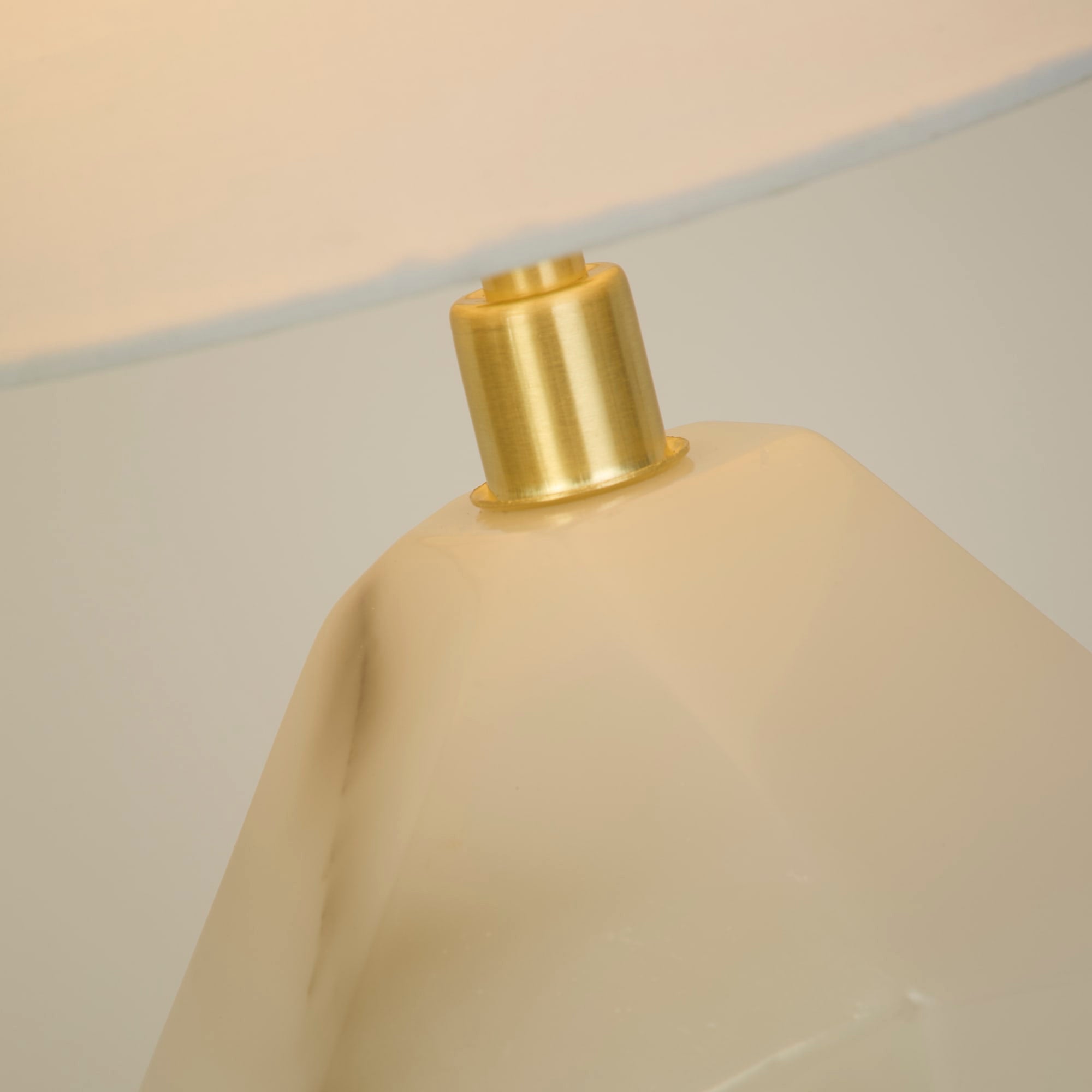 Apex 1Lt Table Lamp, Satin Brass Metal White Resin, White Sh