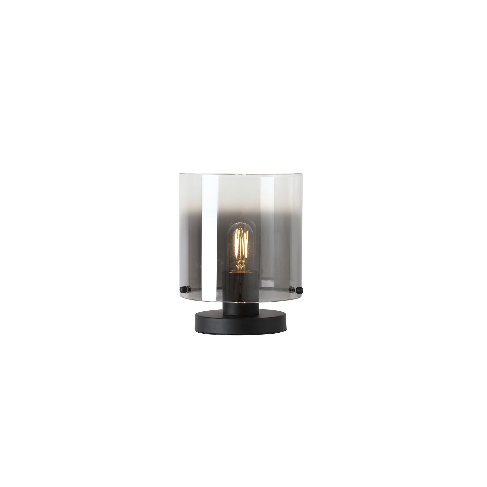 Sweden 1Lt Table Lamp, Matt Black Metal with Smoked Ombre Gl