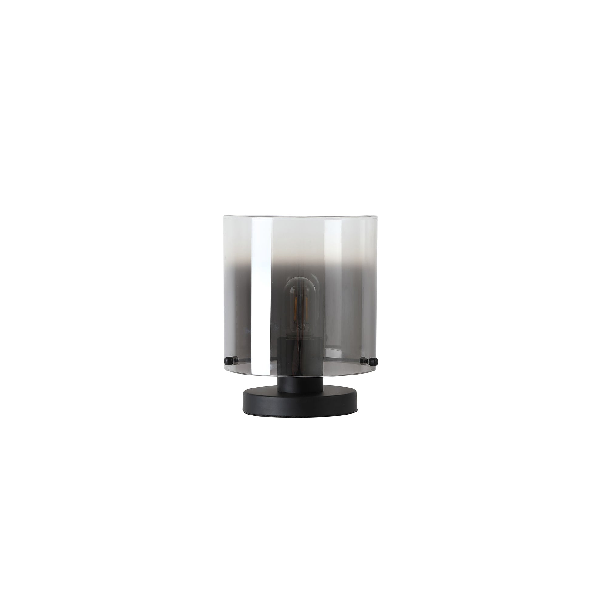Sweden 1Lt Table Lamp, Matt Black Metal with Smoked Ombre Gl