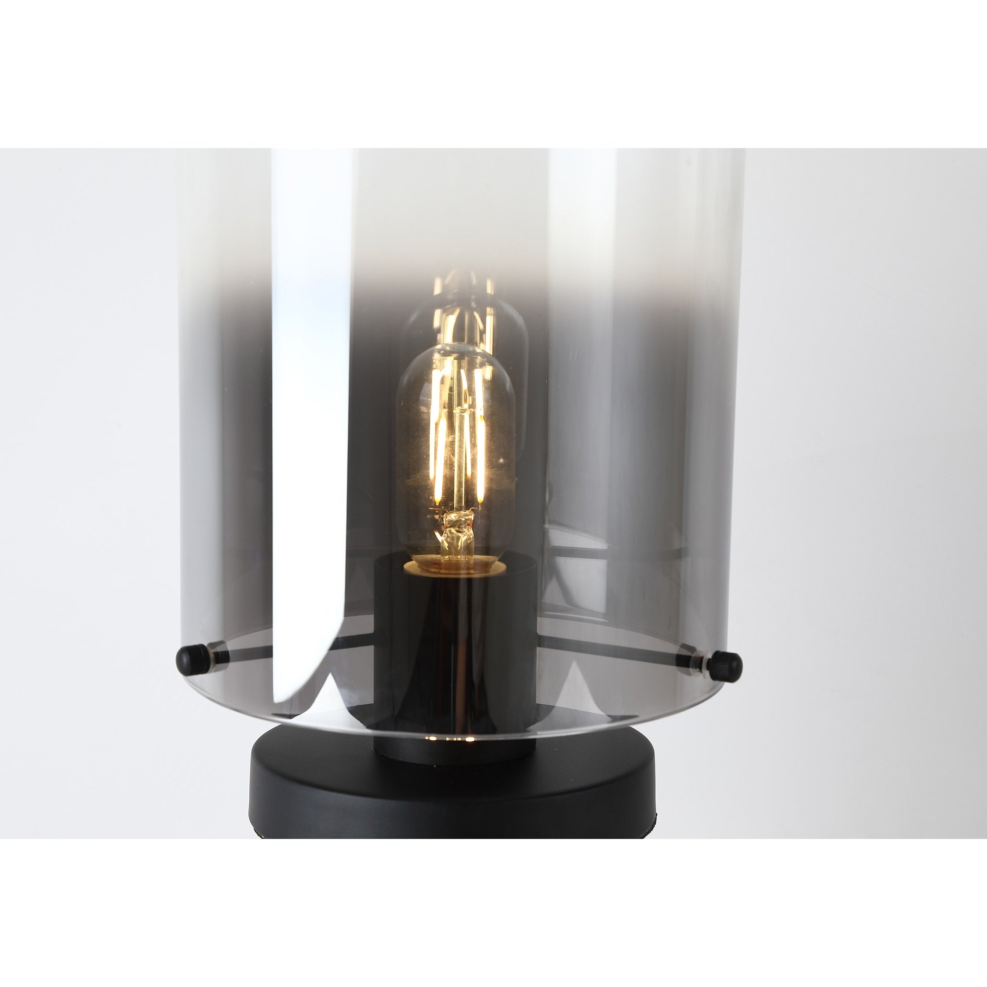 Sweden 1Lt Table Lamp, Matt Black Metal with Smoked Ombre Gl