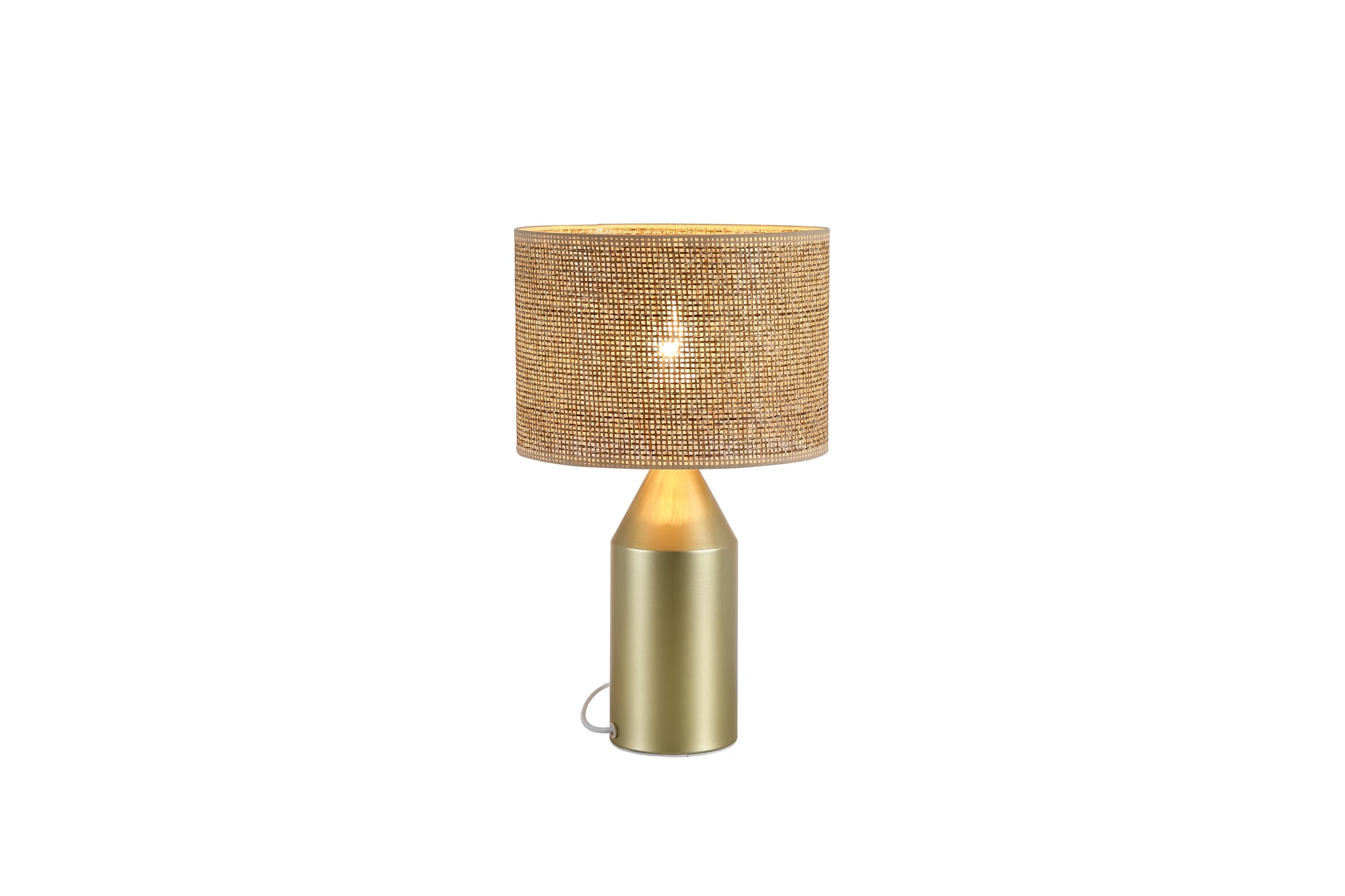 Pheobe 1Lt Table Lamp, Gold Metal with Rattan Shade