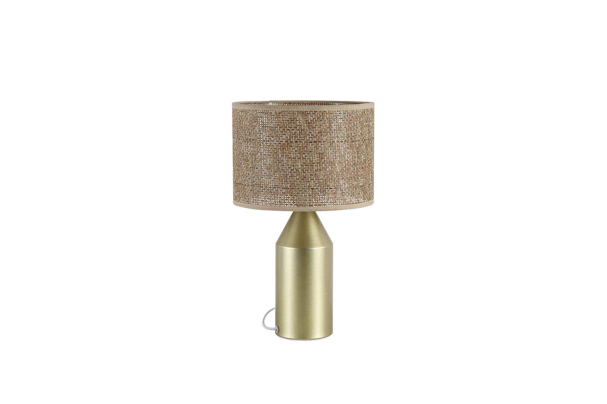 Pheobe 1Lt Table Lamp, Gold Metal with Rattan Shade