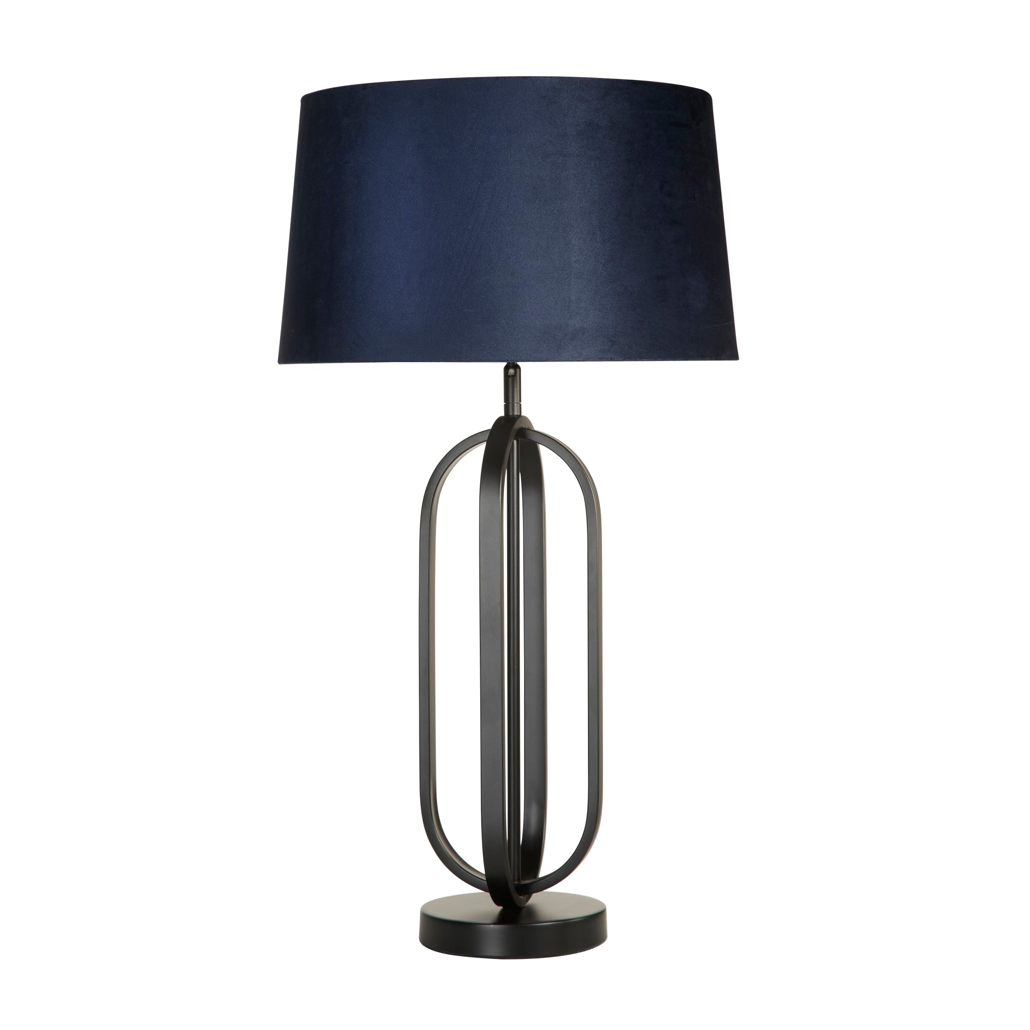 Chic Table Lamp - Black Metal with Navy shade