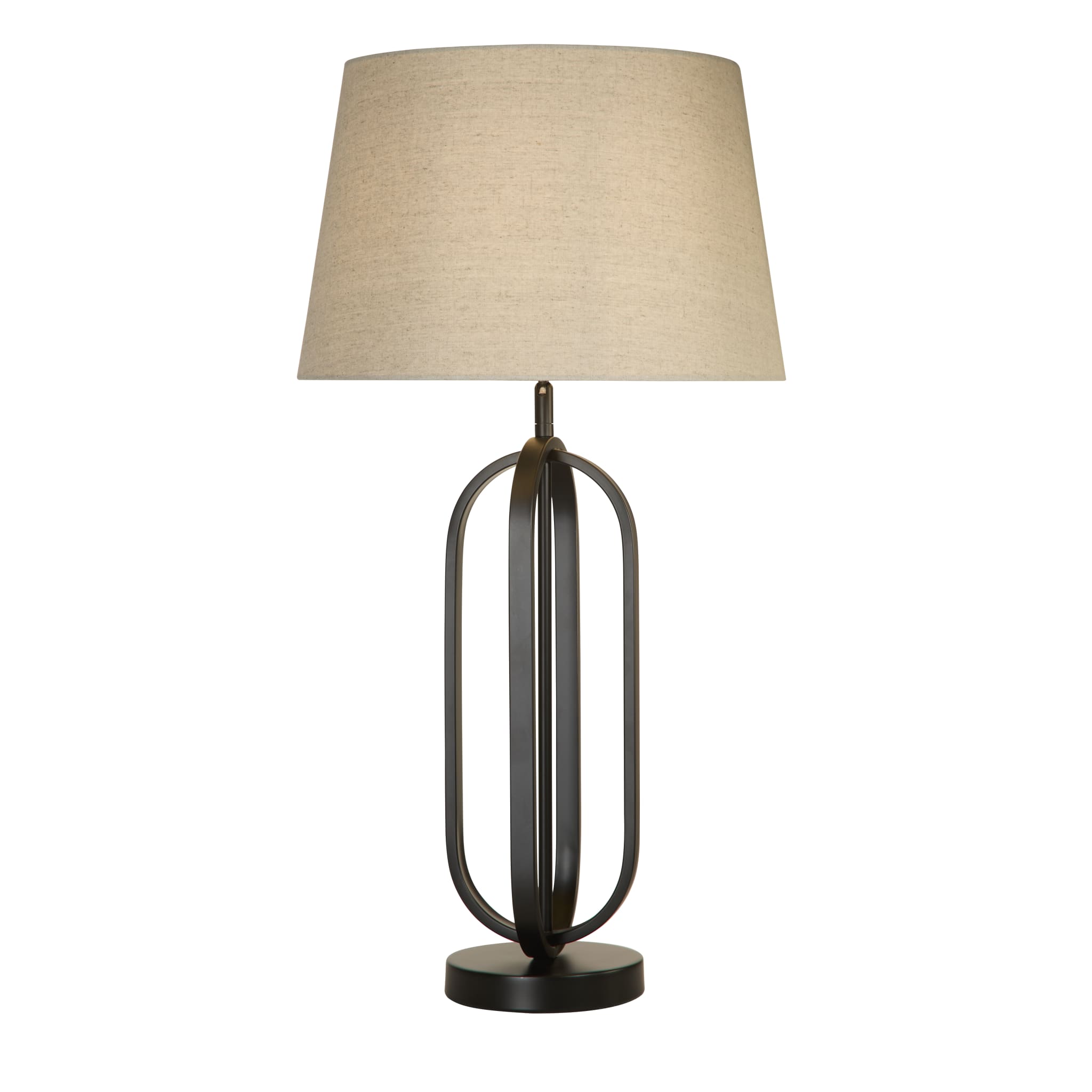 Chic Table Lamp - Black Metal with Natural Shade