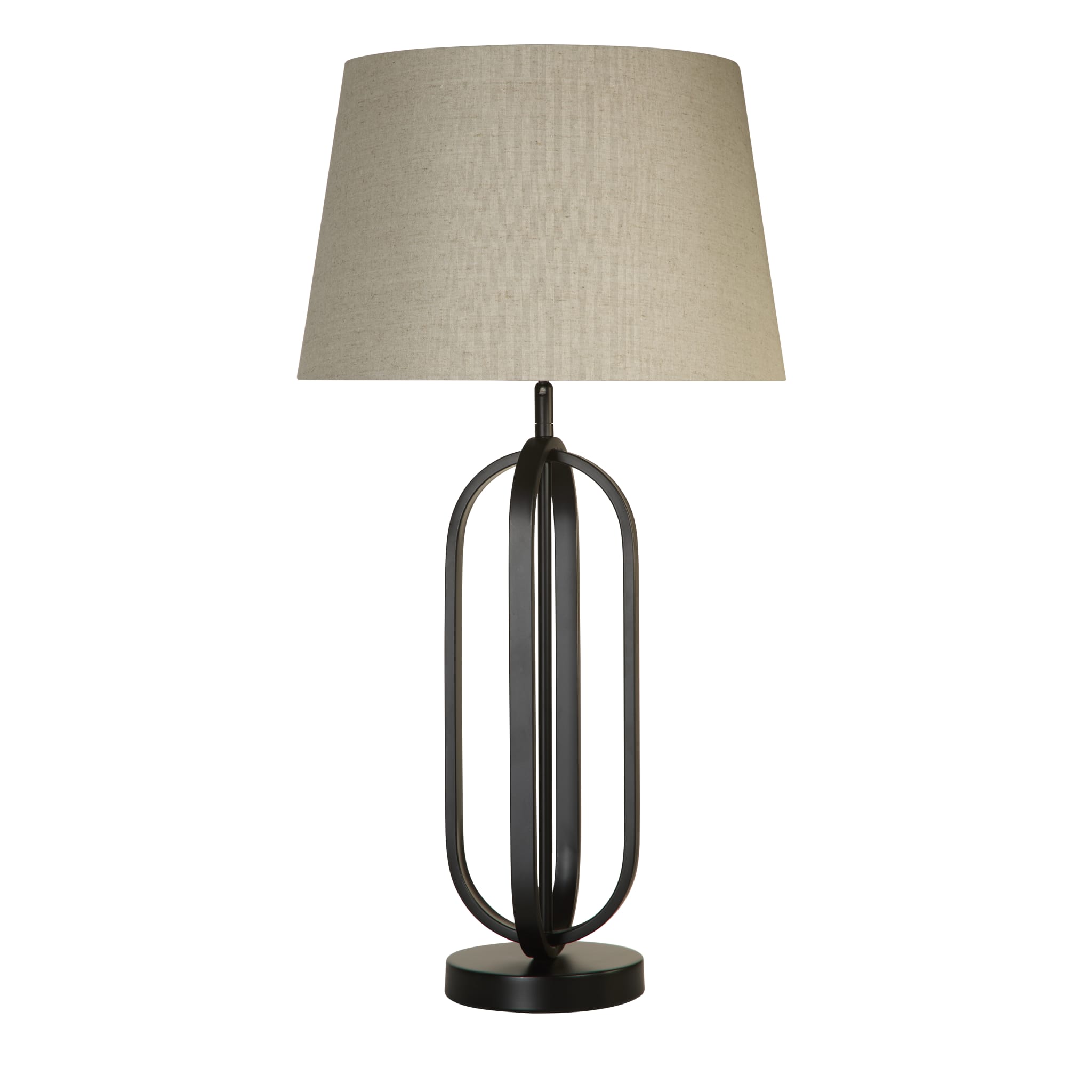 Chic Table Lamp - Black Metal with Natural Shade