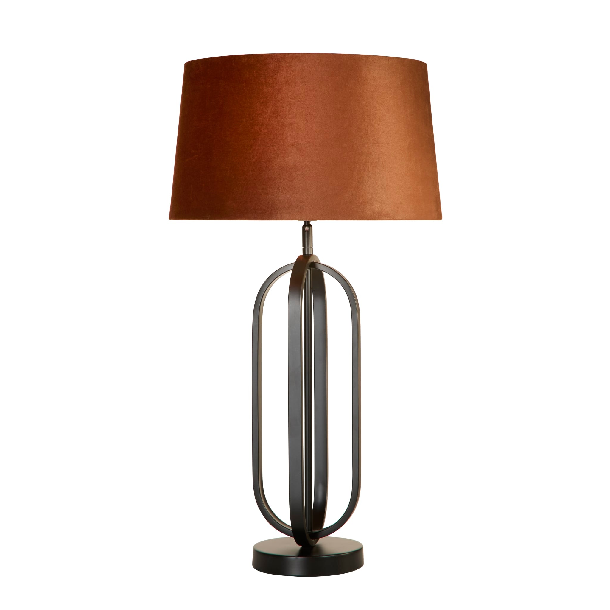 Chic Table Lamp - Black Metal with Burnt Orange Shade
