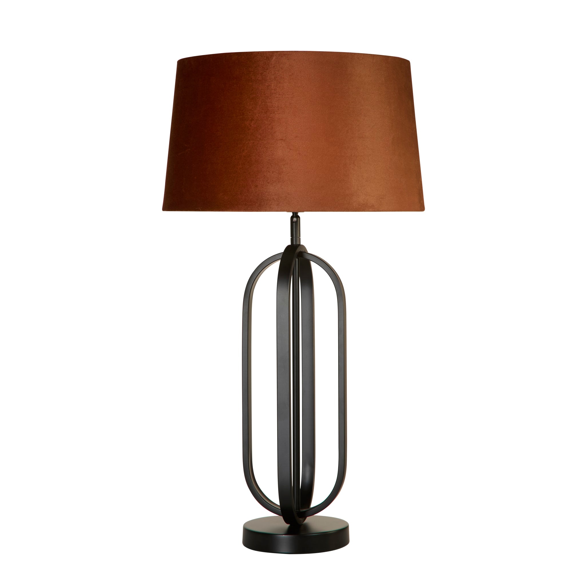 Chic Table Lamp - Black Metal with Burnt Orange Shade