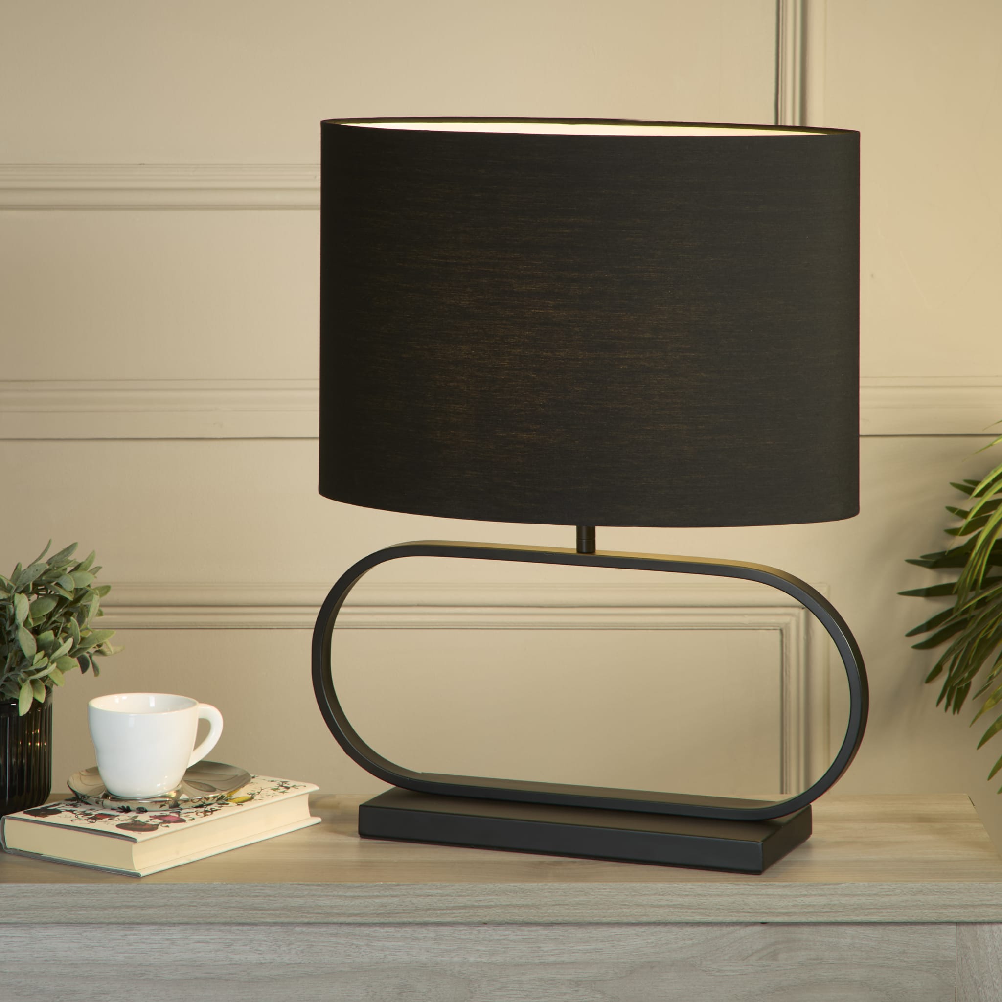 Sleek Table Lamp - Black Metal with Black shade