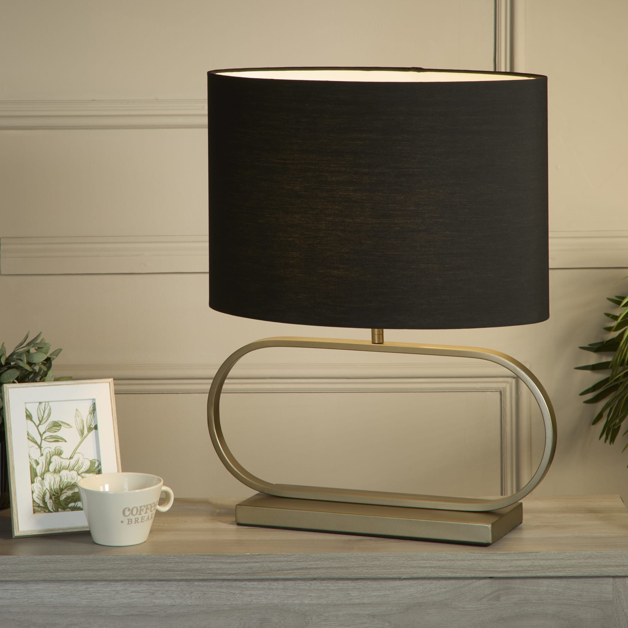 Sleek Table Lamp - Bronze Metal with Black shade