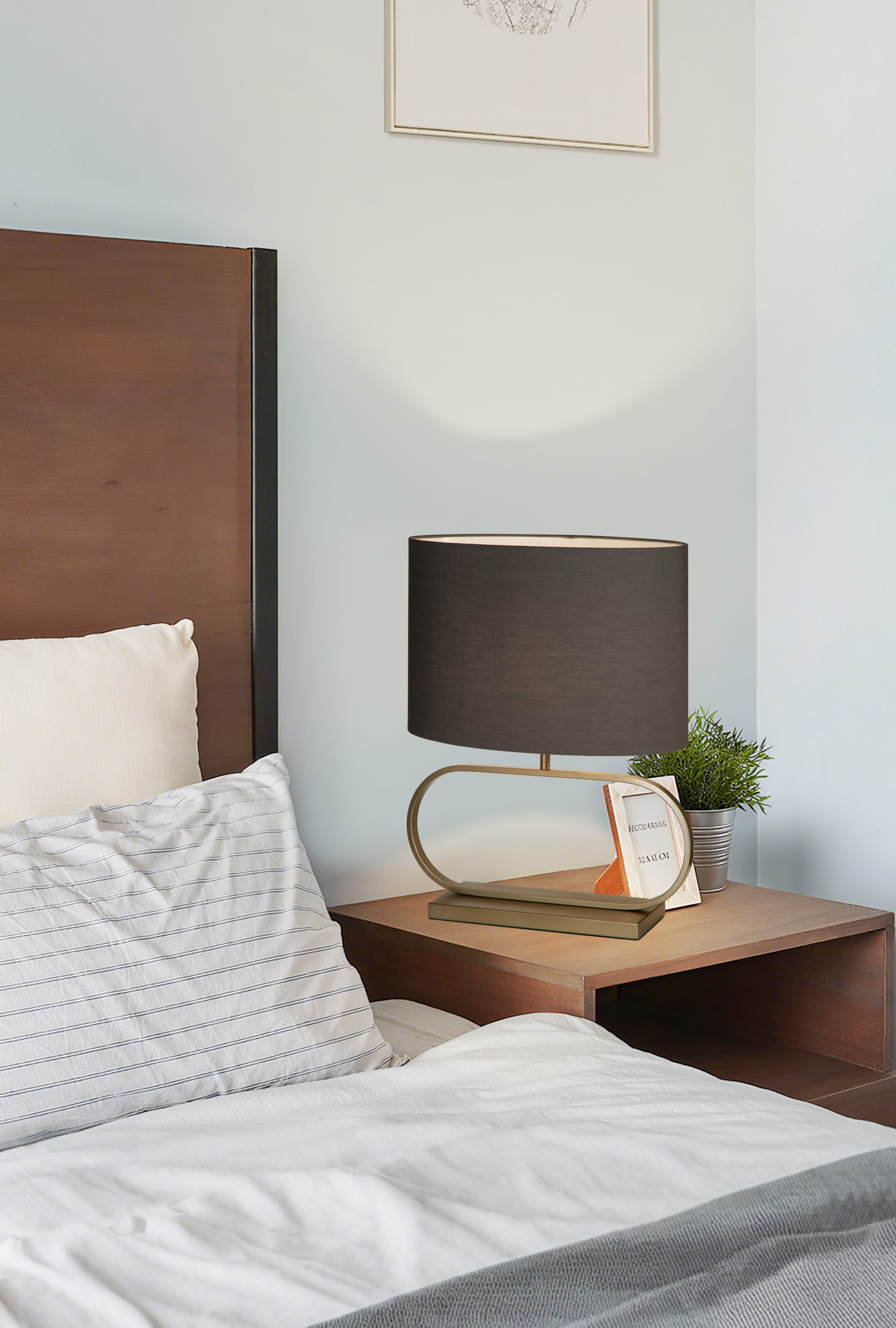 Sleek Table Lamp - Bronze Metal with Grey shade