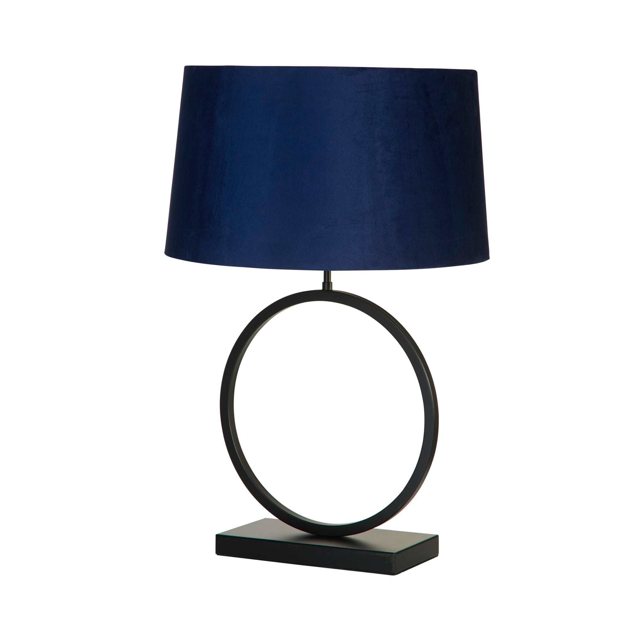 Elegant Table Lamp - Matt Black Metal With Navy Shade