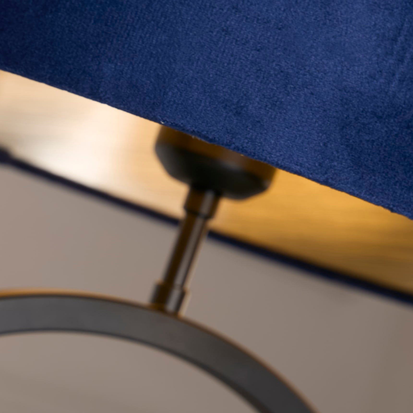 Elegant Table Lamp - Matt Black Metal With Navy Shade
