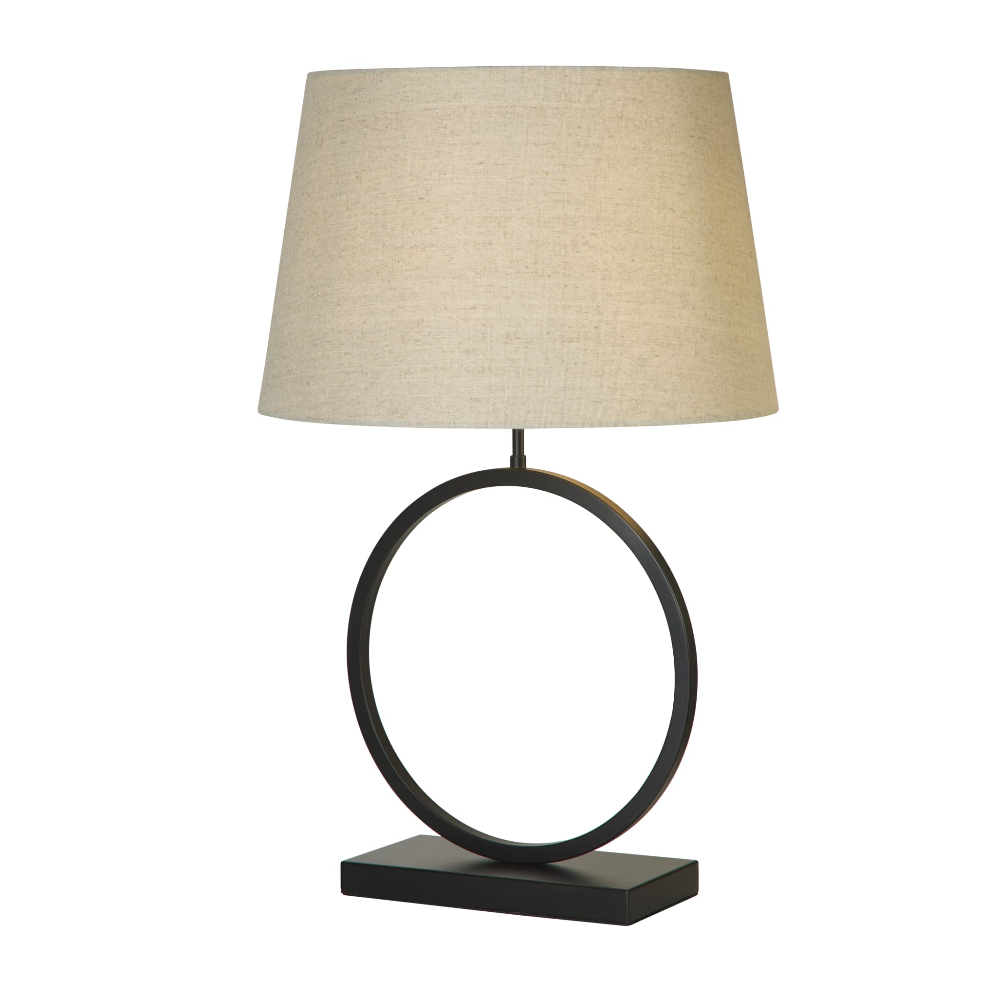 Elegant Table Lamp - Matt Black Metal With Natural Shade