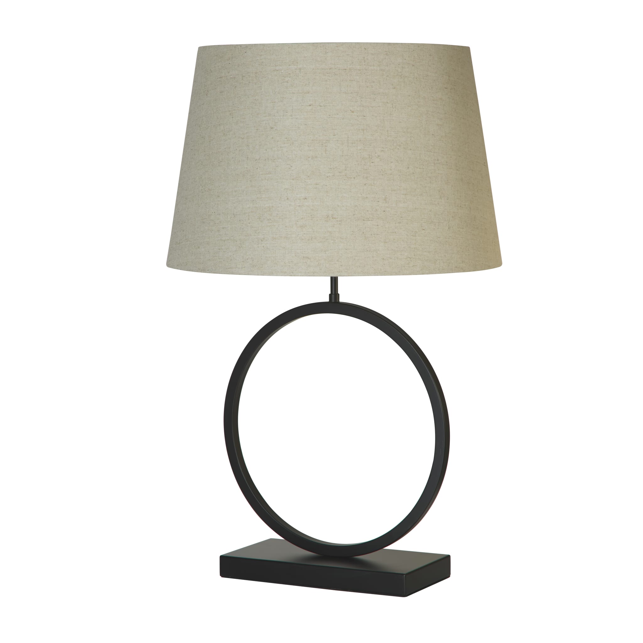 Elegant Table Lamp - Matt Black Metal With Natural Shade