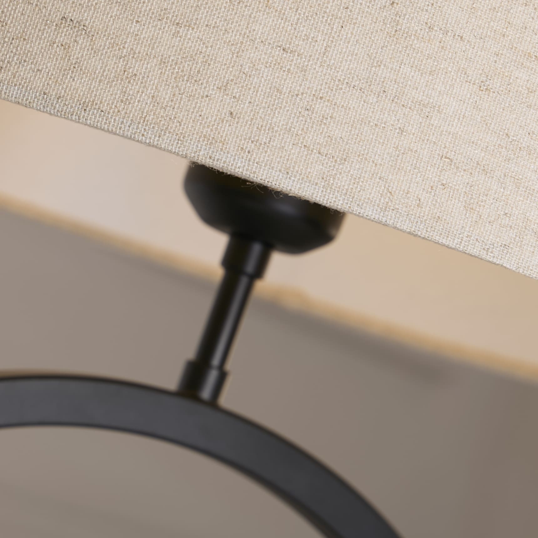 Elegant Table Lamp - Matt Black Metal With Natural Shade