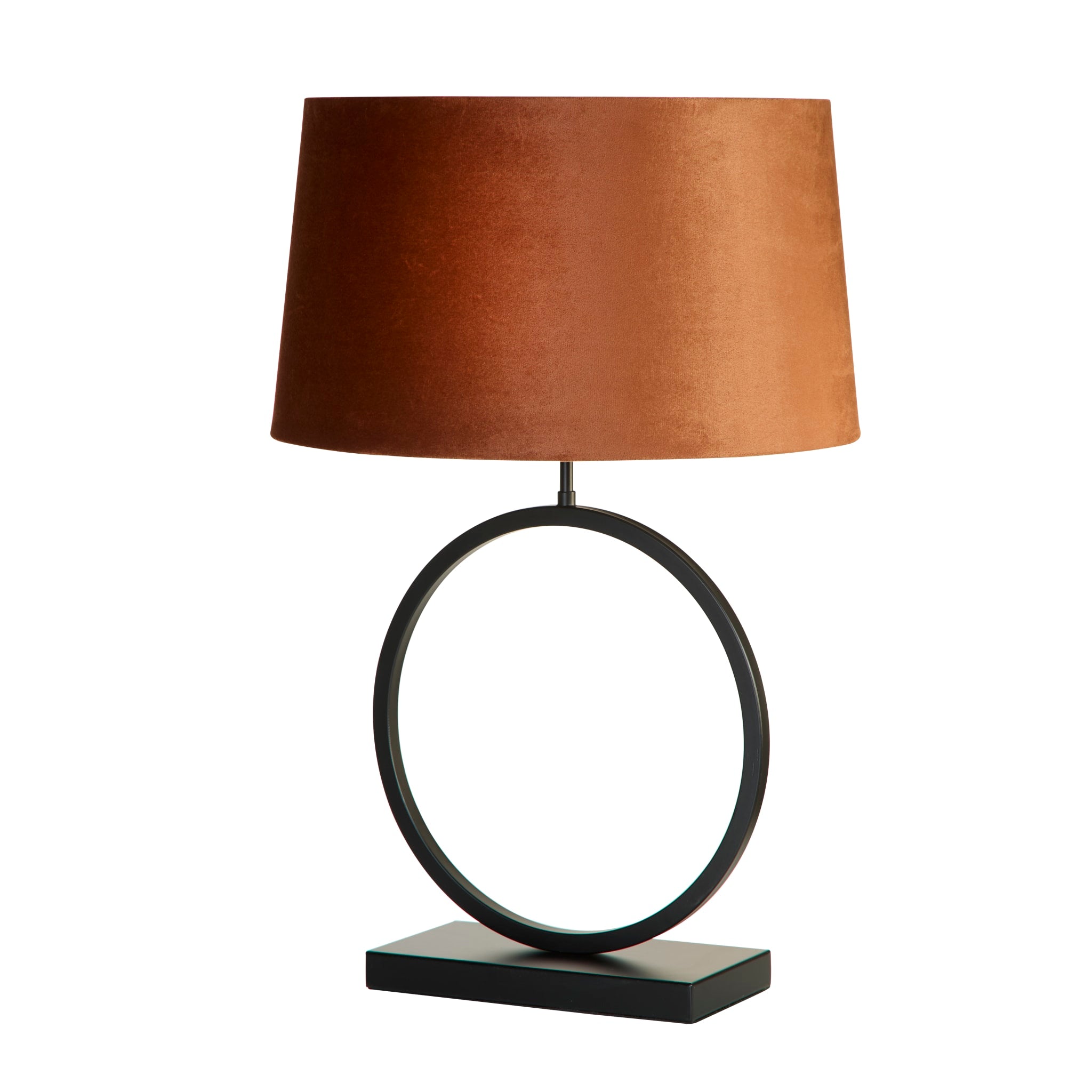 Elegant Table Lamp -Matt Black Metal With Burnt Orange Shade