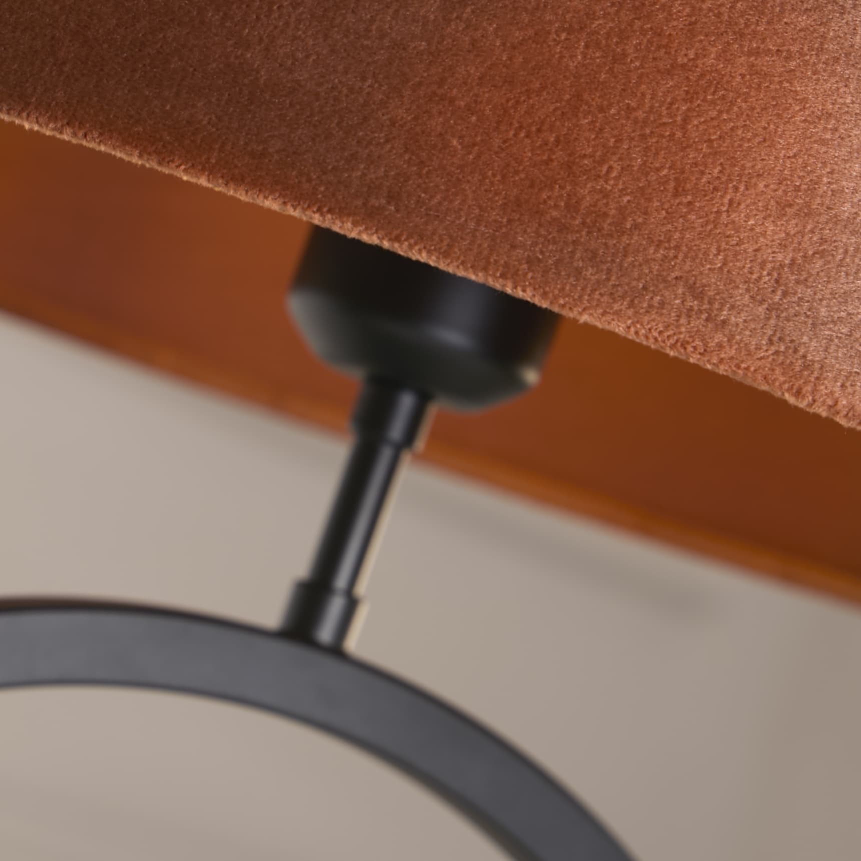 Elegant Table Lamp -Matt Black Metal With Burnt Orange Shade