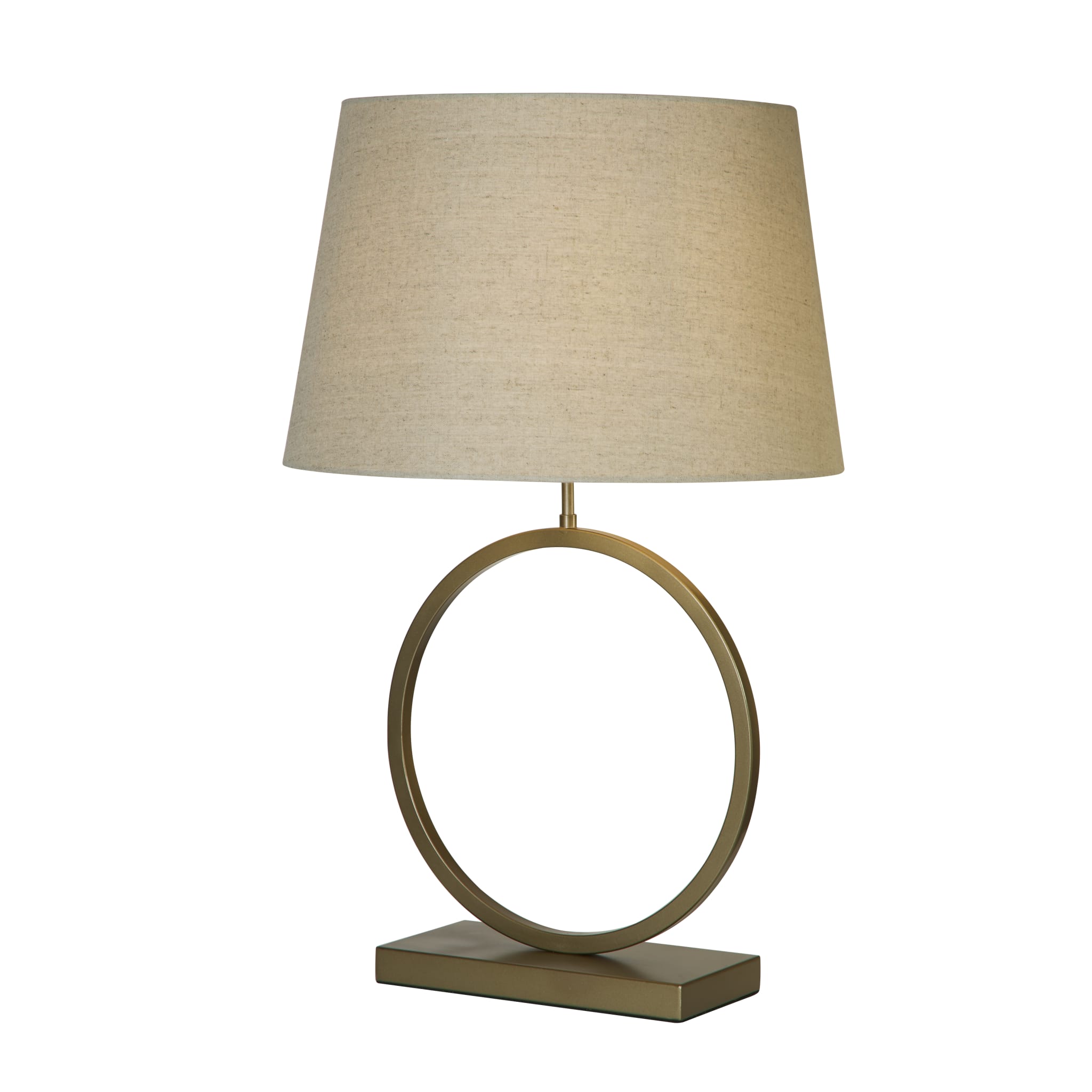 Elegant Table Lamp - Bronze Metal With Natural Shade