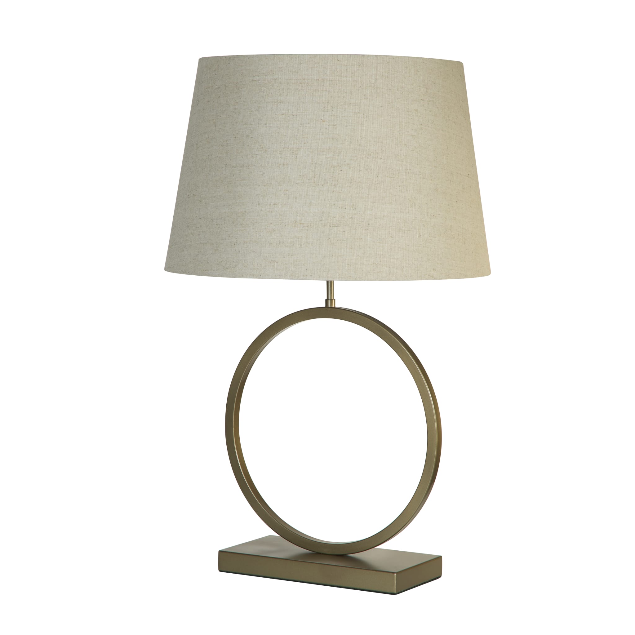 Elegant Table Lamp - Bronze Metal With Natural Shade