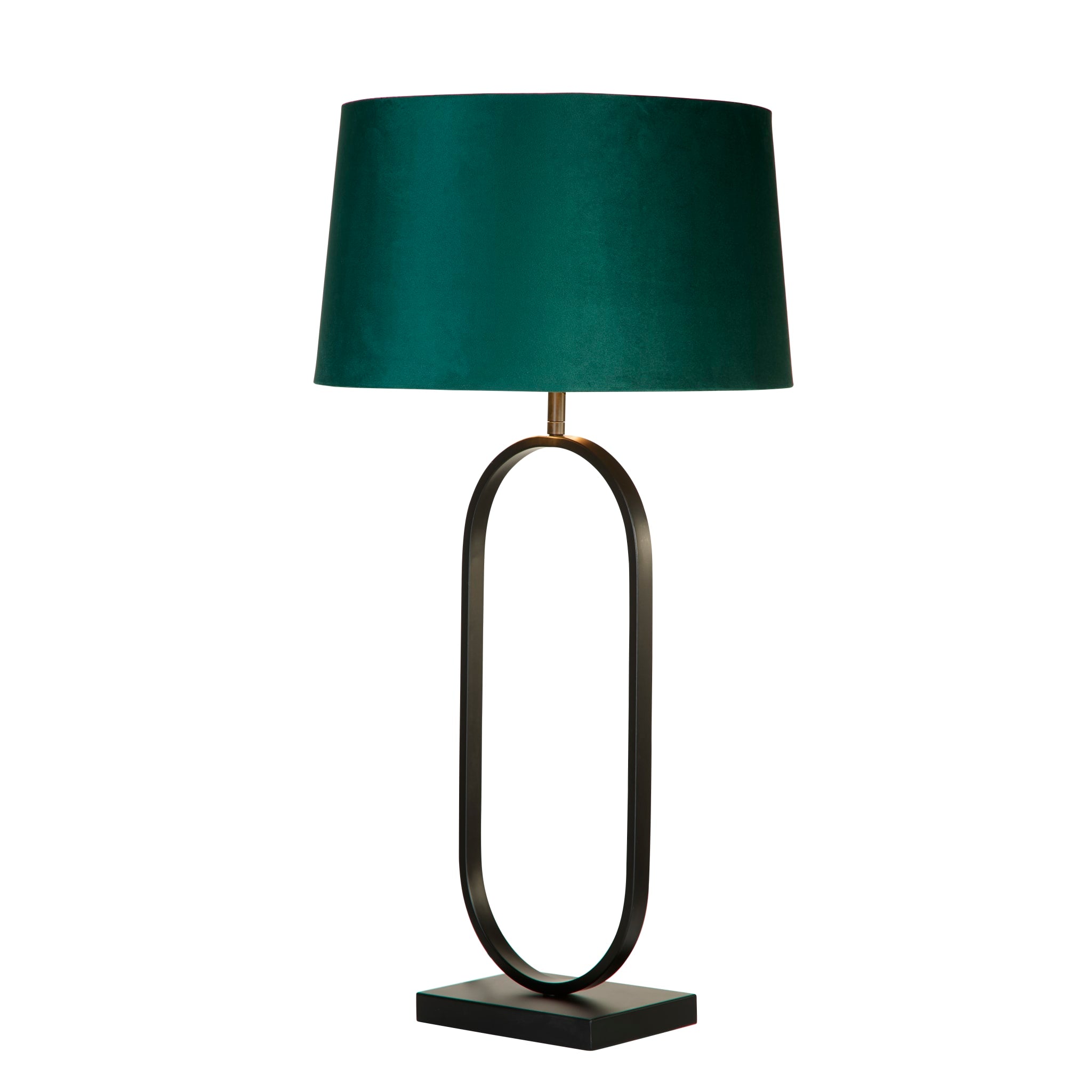 Modish Table Lamp - Matt Black Metal With Emerald Shade