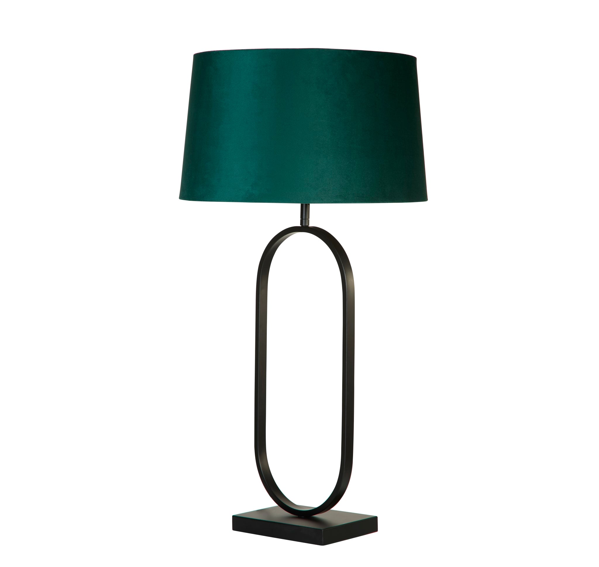 Modish Table Lamp - Matt Black Metal With Emerald Shade