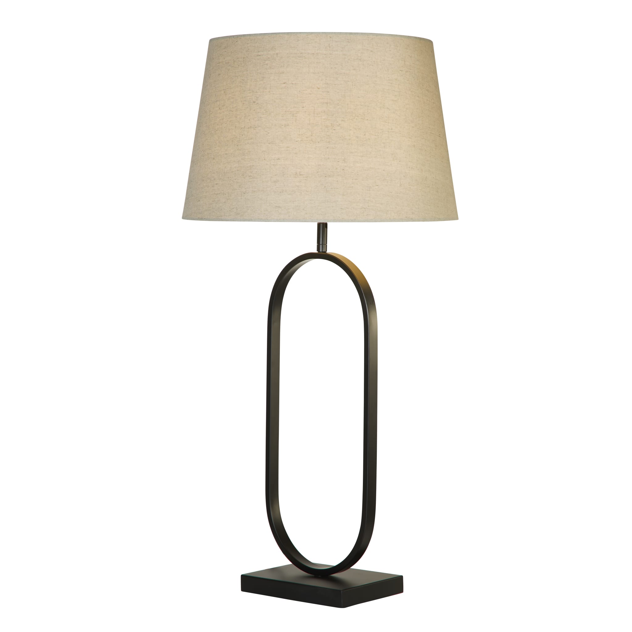 Modish Table Lamp - Matt Black Metal With Natural Shade