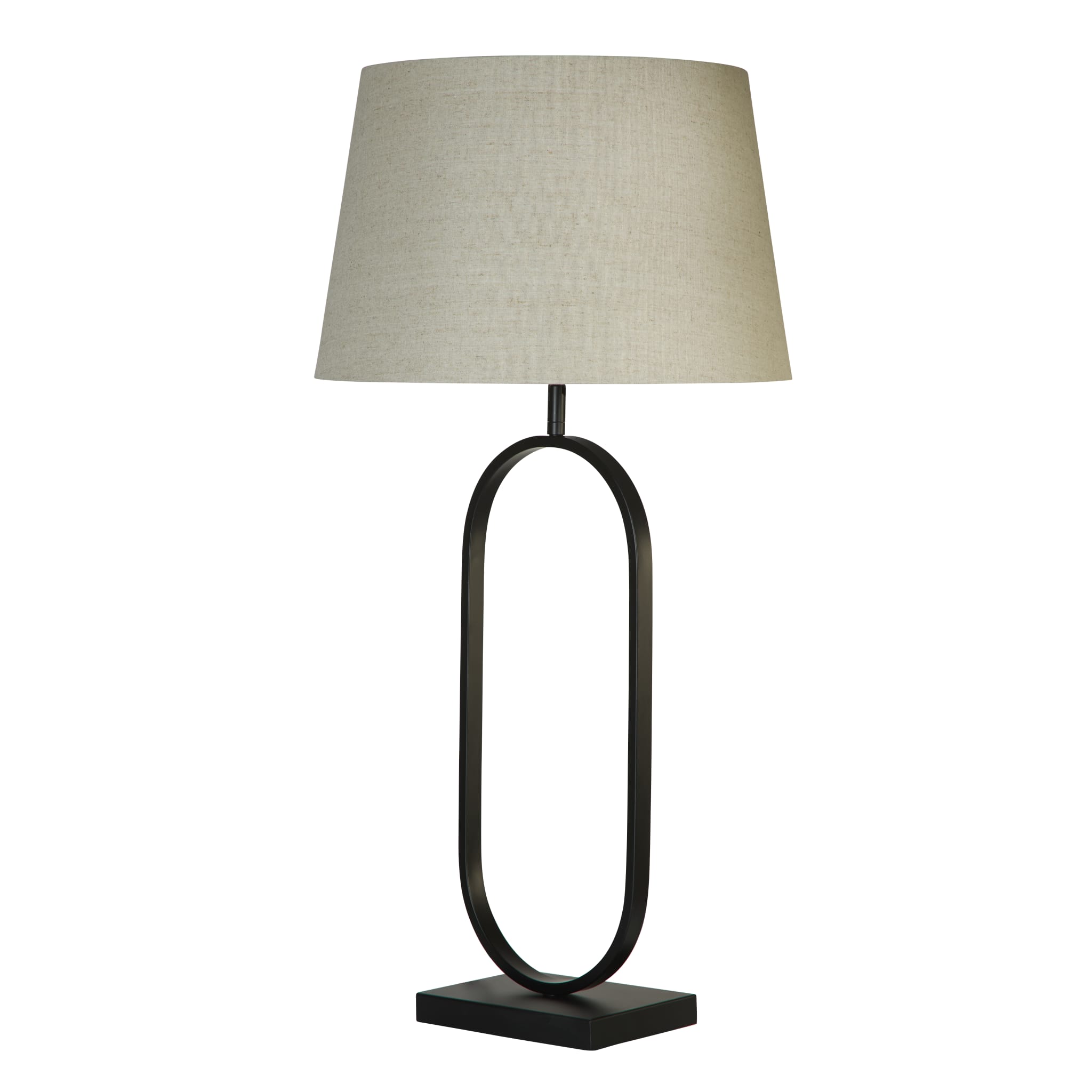 Modish Table Lamp - Matt Black Metal With Natural Shade