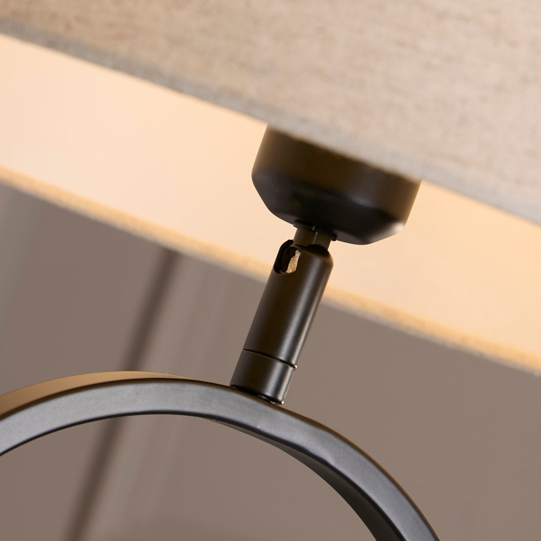 Modish Table Lamp - Matt Black Metal With Natural Shade