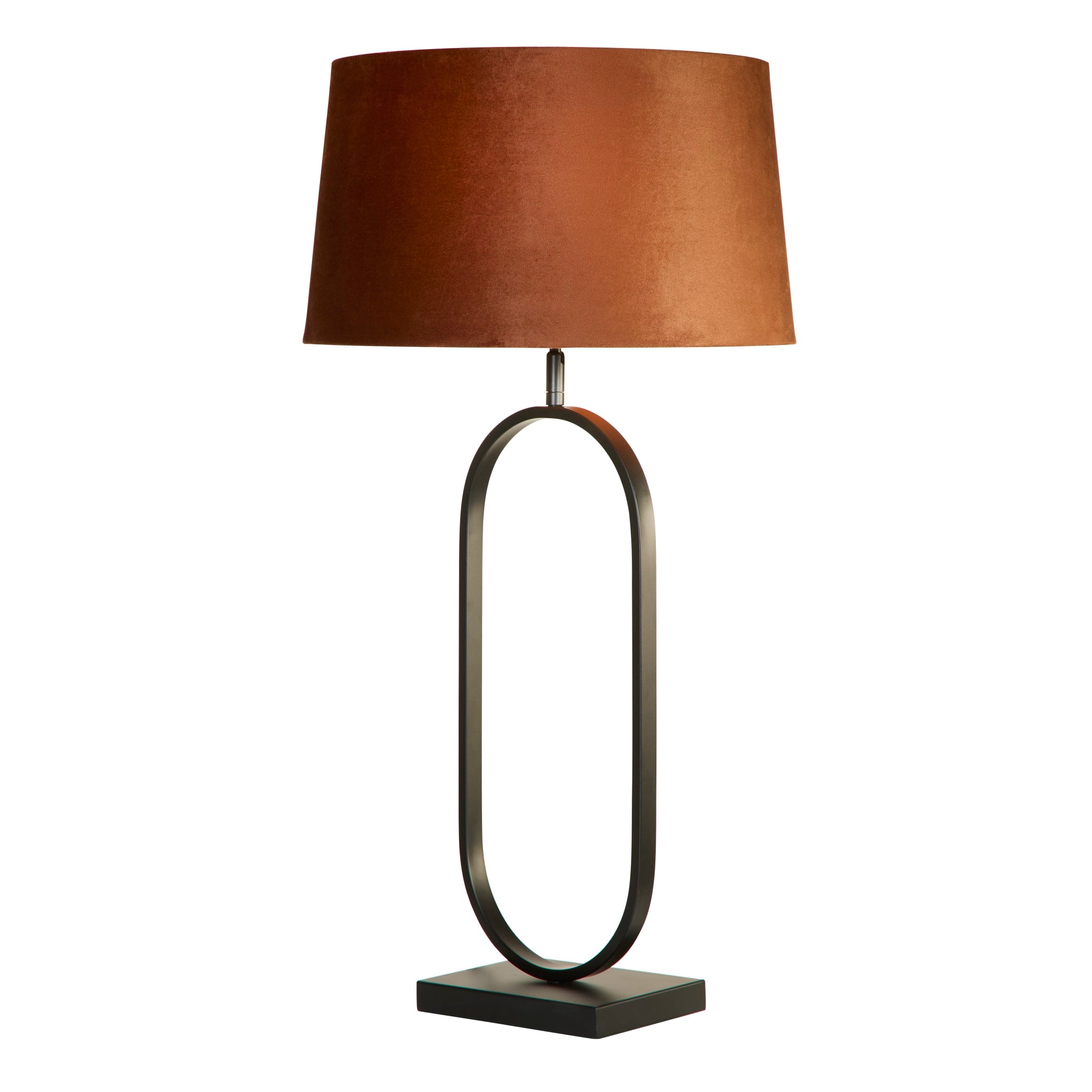 Modish Table Lamp - Matt Black Metal With Burnt Orange Shade